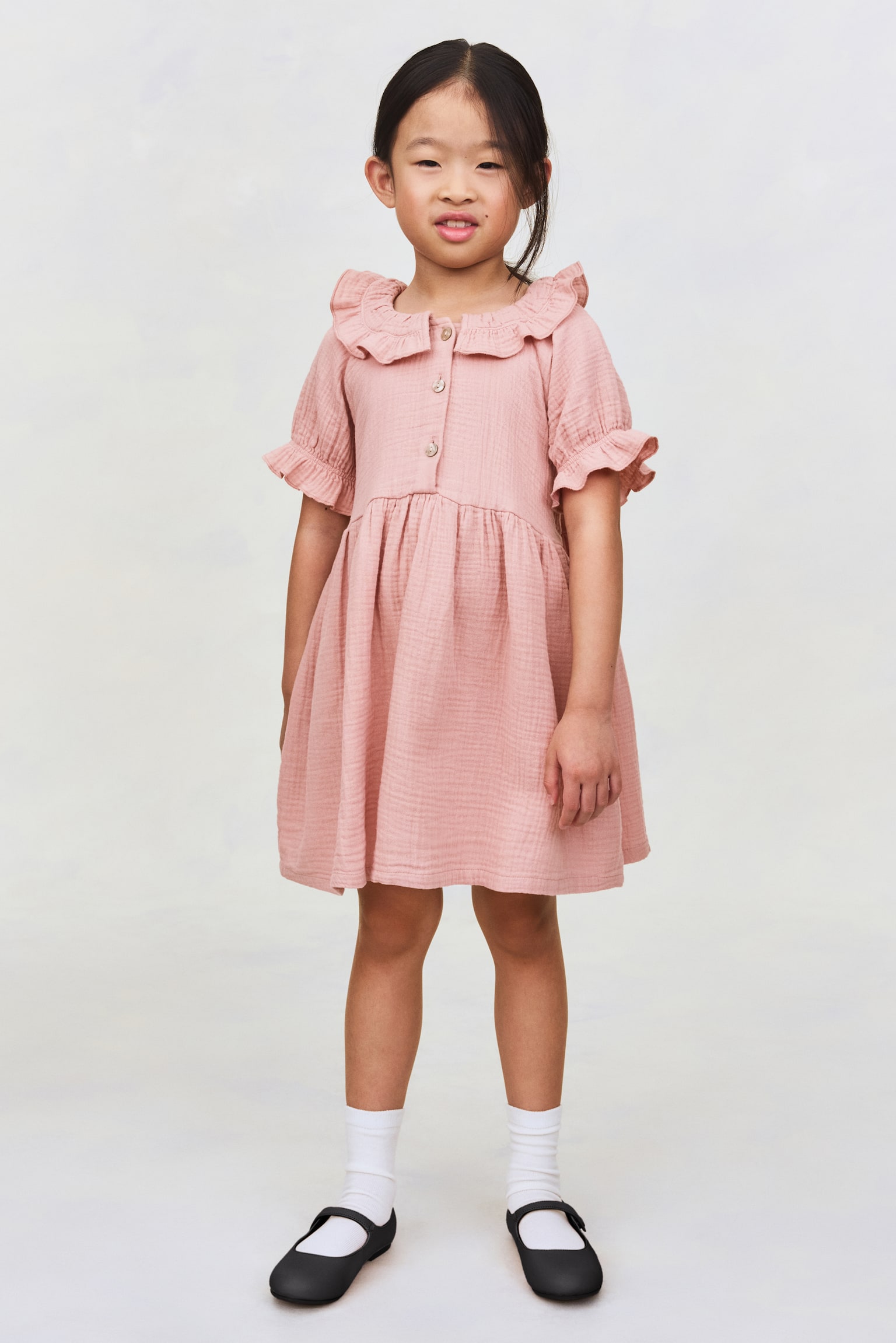 Cotton muslin dress - Light pink/Plum - 5