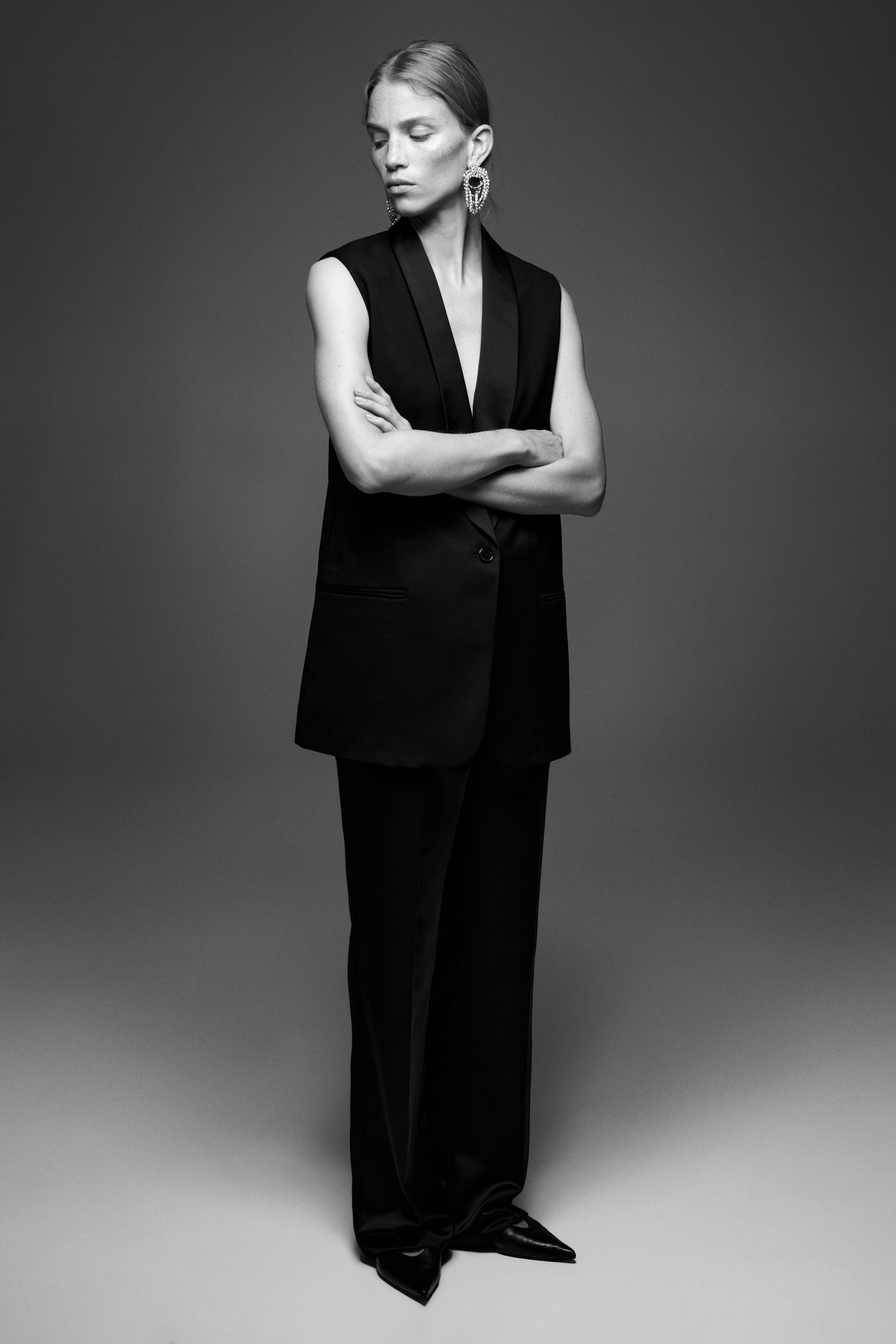 Tuxedo waistcoat - Black/Light beige - 1