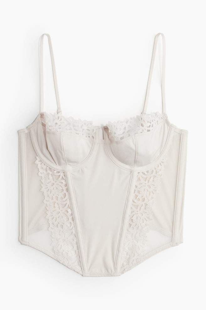 Bustier bordado sin relleno - Beige pálido - 1