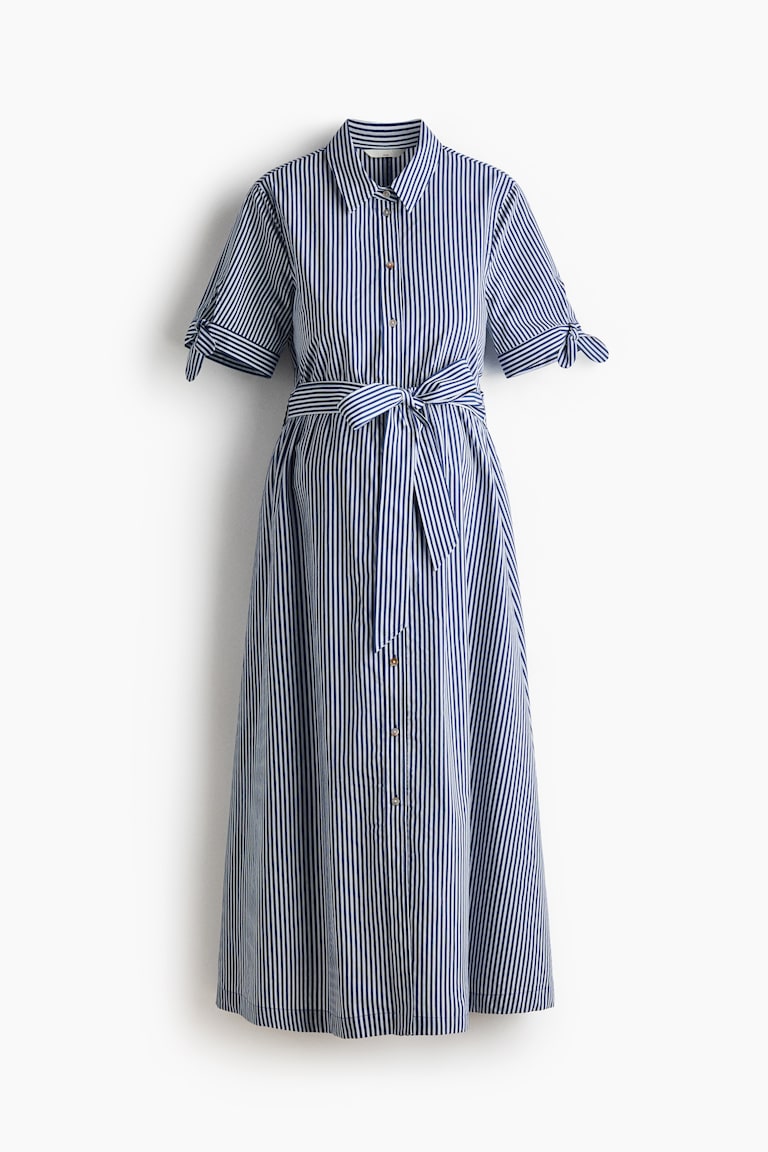 knee length dresses for ladies Calvin Klein - Yellow Striped Stretch Frock Dress