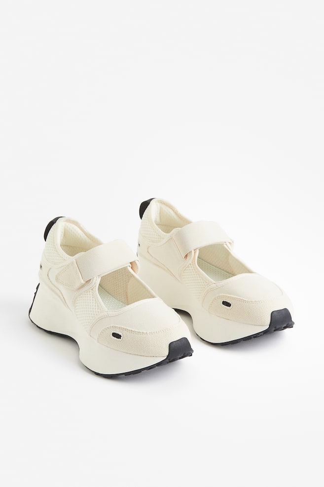 Sneakers-sandaler i canvas - Lys beige - 4