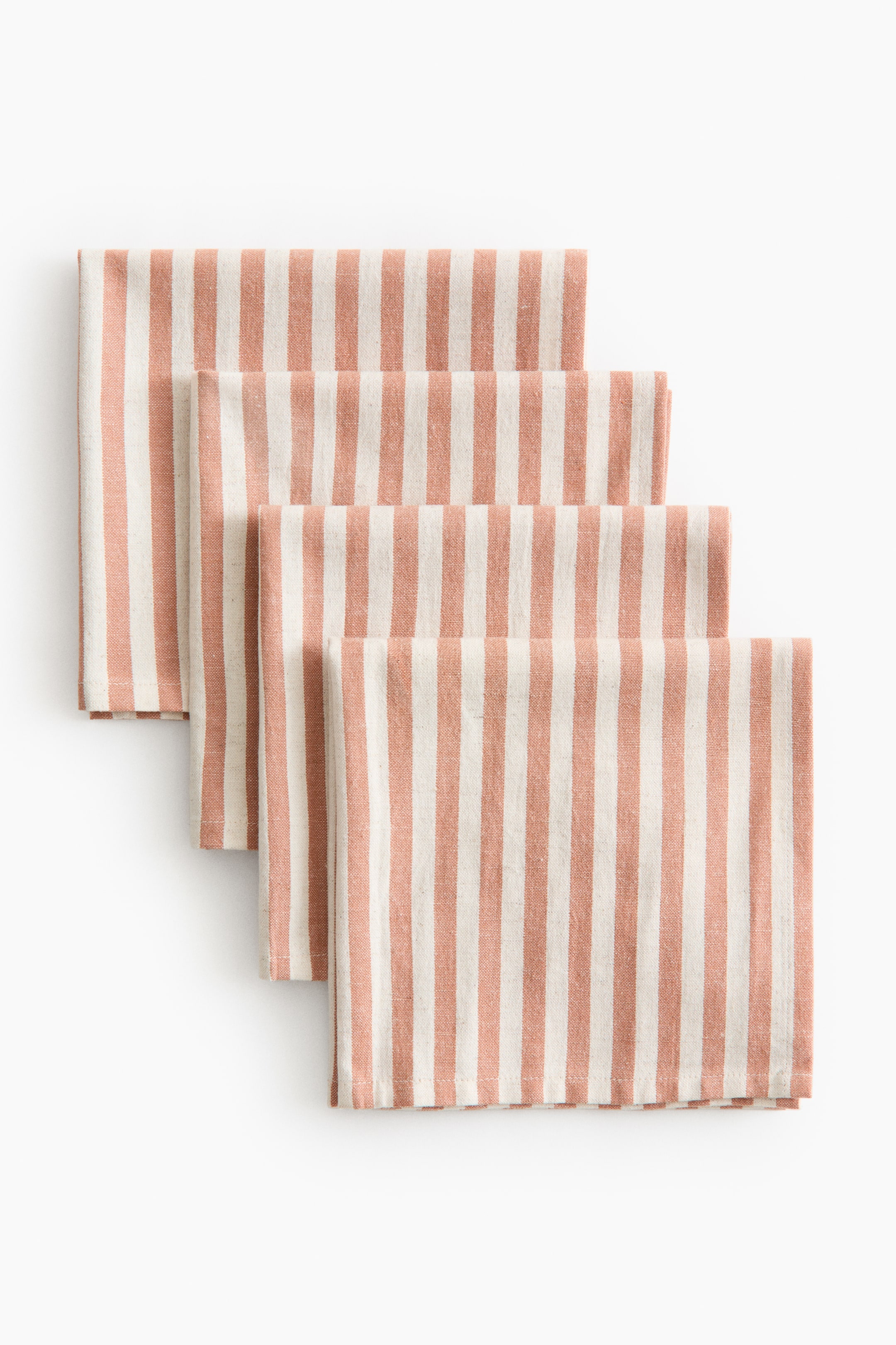 Ver imagen más grande: Pack de 4 servilletas de algodón - Terracota/Rayas - HOME | H&M ES 3