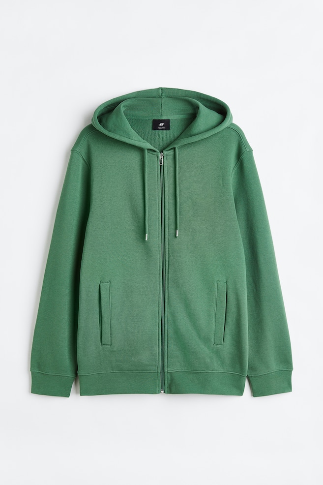 Regular Fit Zip-through hoodie - Green/Light grey marl - 1