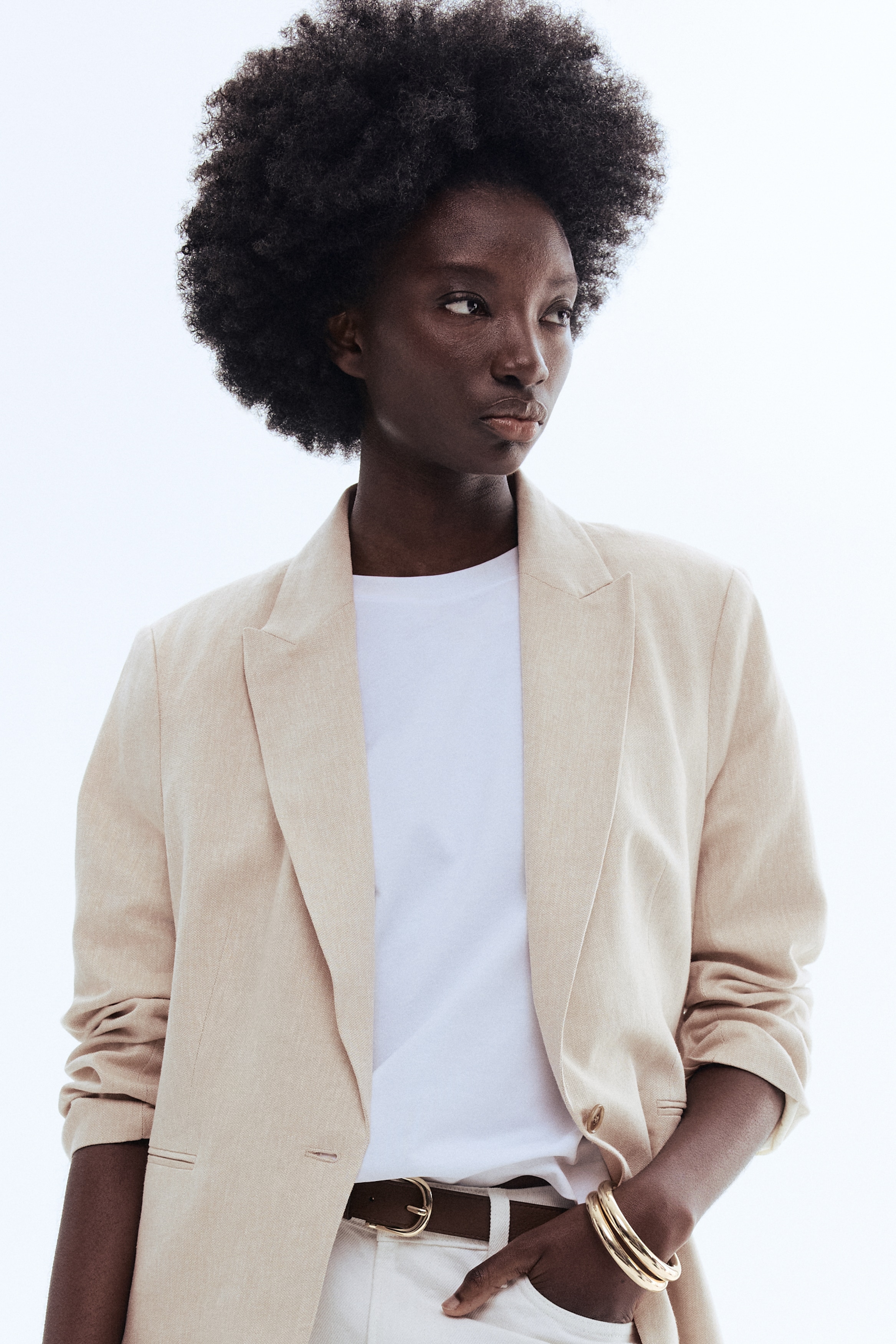 Linen-blend blazer