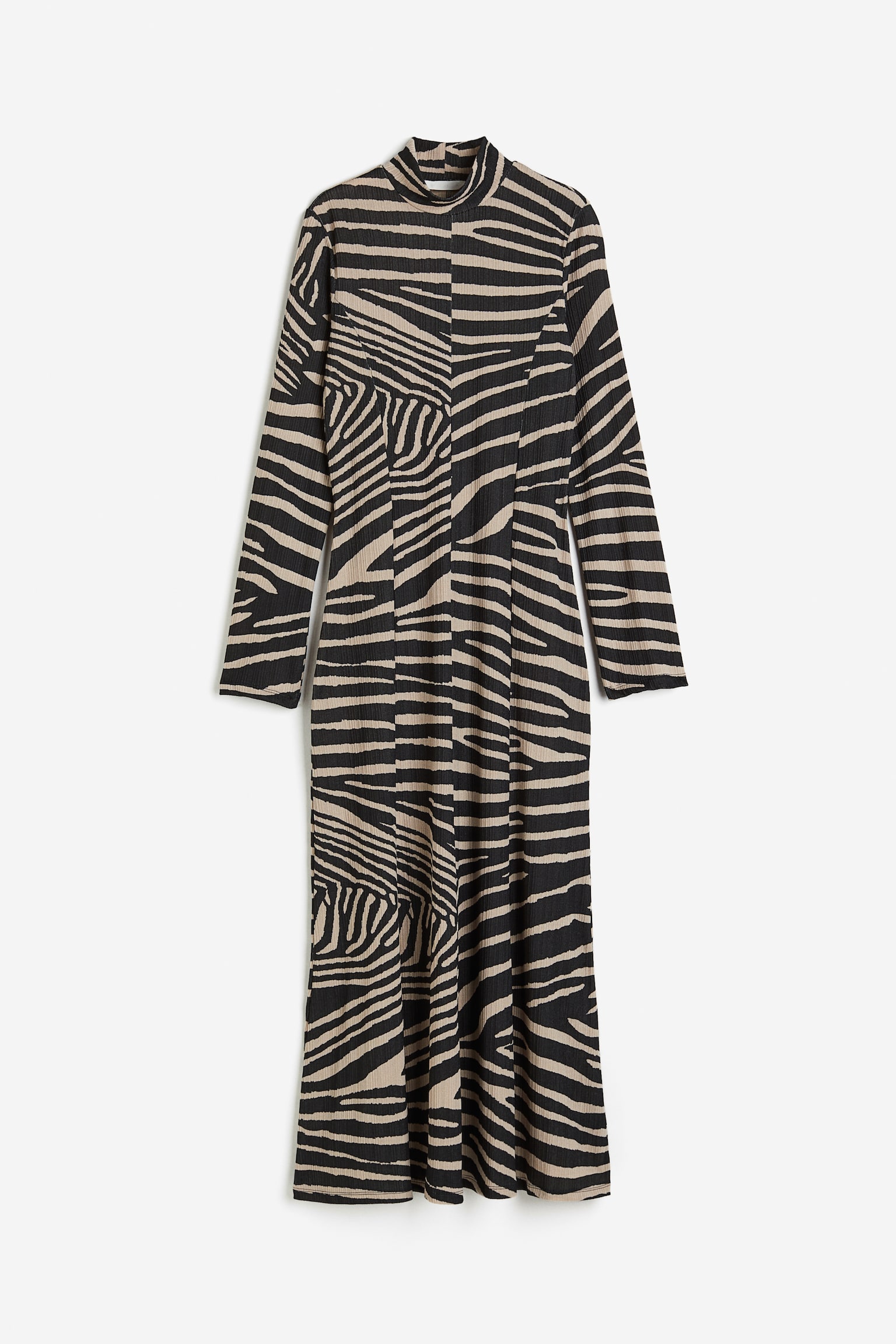 Long Jersey Dress - Black/Zebra print - 1