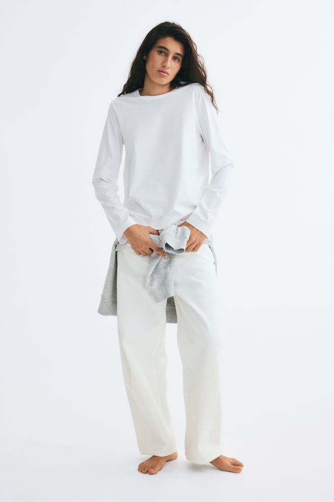 Supima® cotton top - White/Light dusty pink/Dark brown/Black - 1