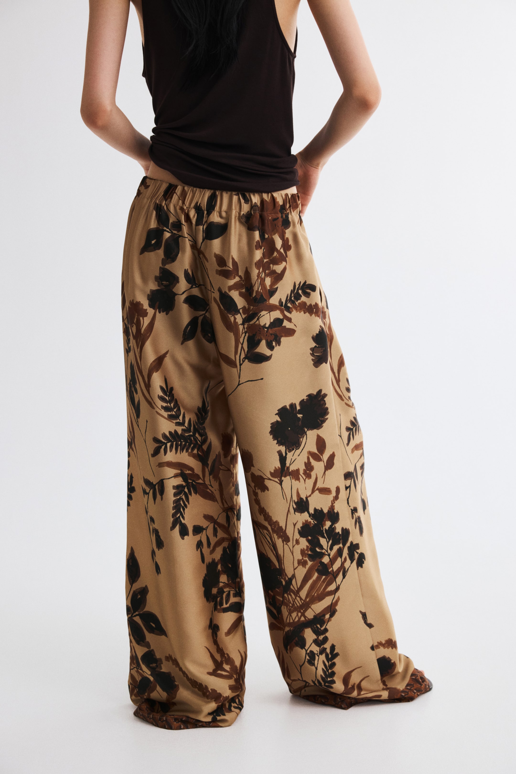 Pleated Satin Twill Pants