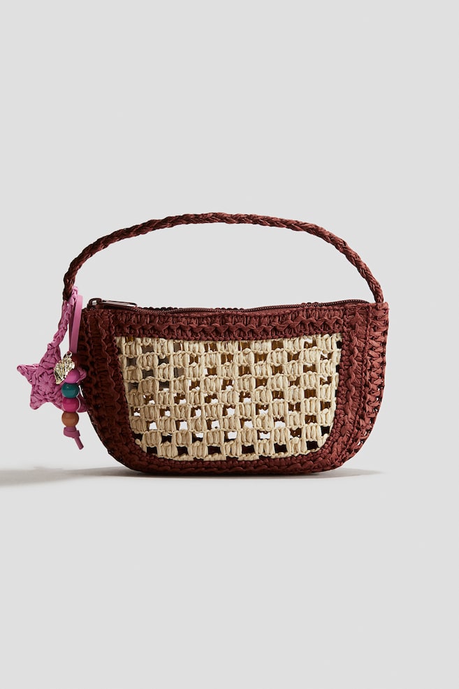 Strooien handtas - Beige/roestrood - 1