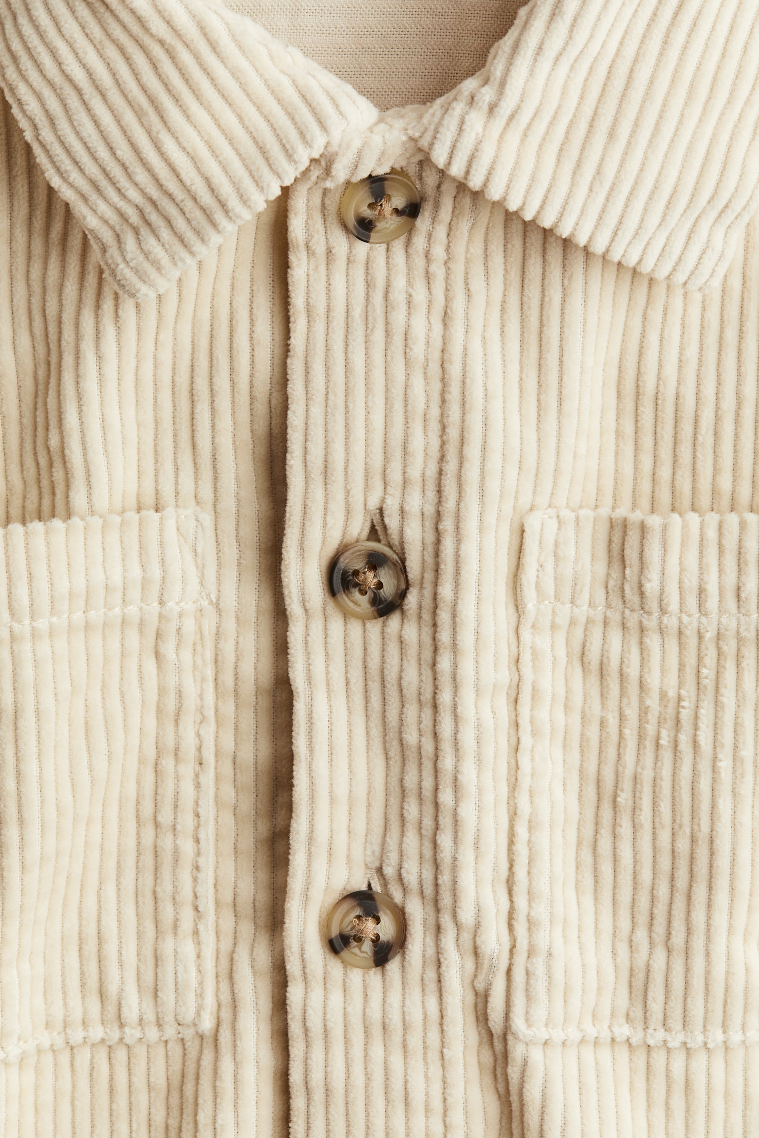 Cotton corduroy overshirt - Light beige - 4