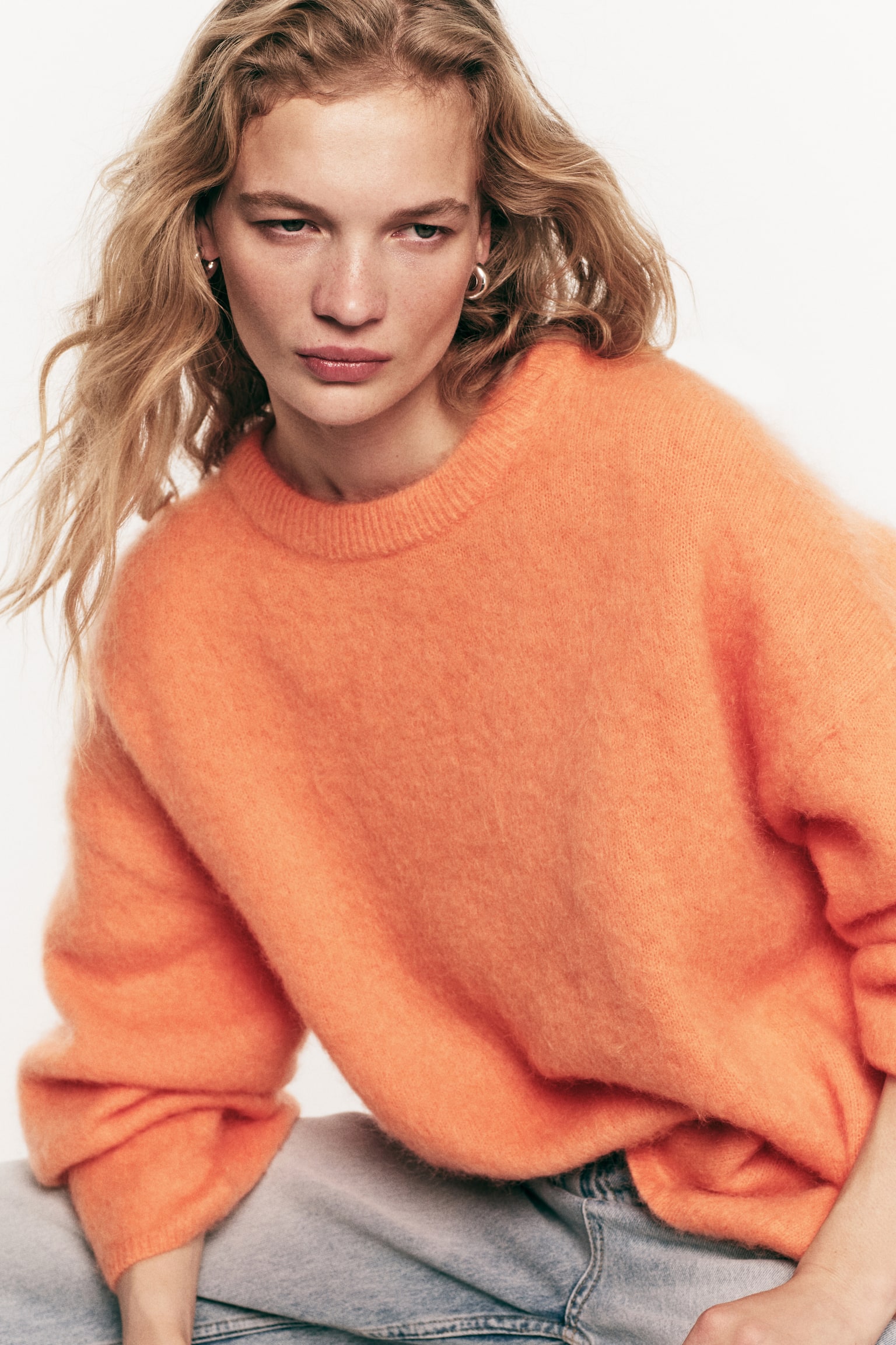 Oversized mohair-blend jumper - Bright orange/Burnt orange/Green/Dark beige/Mustard yellow/Black/Dark grey/Light grey/Dark brown - 1