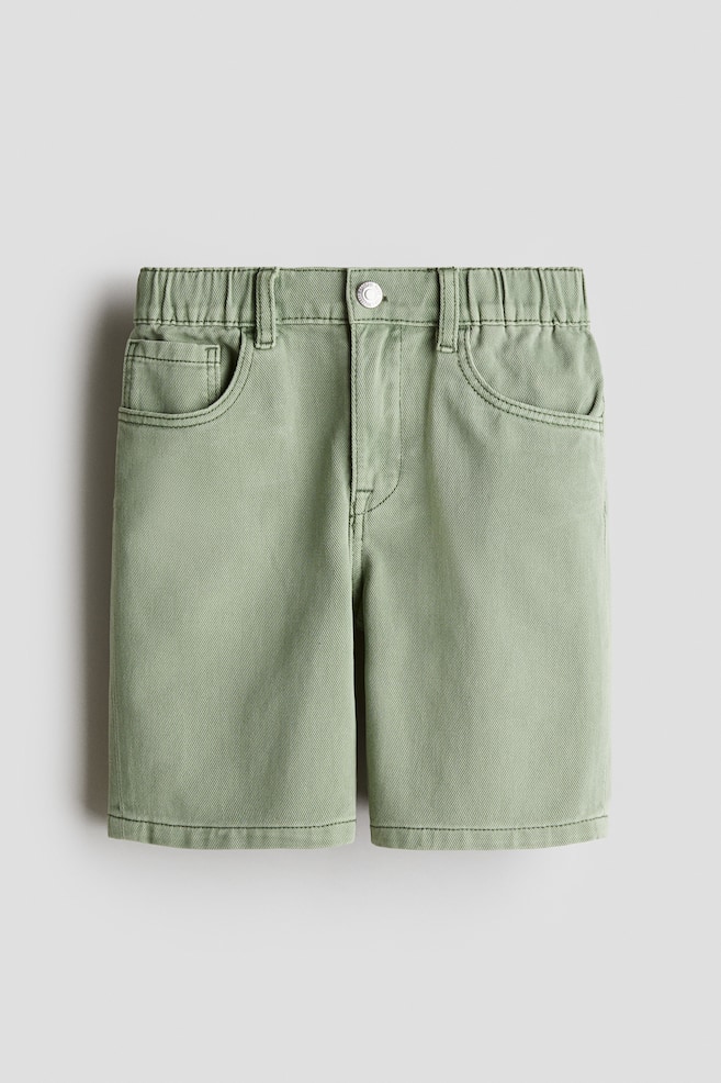 Twill shorts - Khaki green/Black - 1