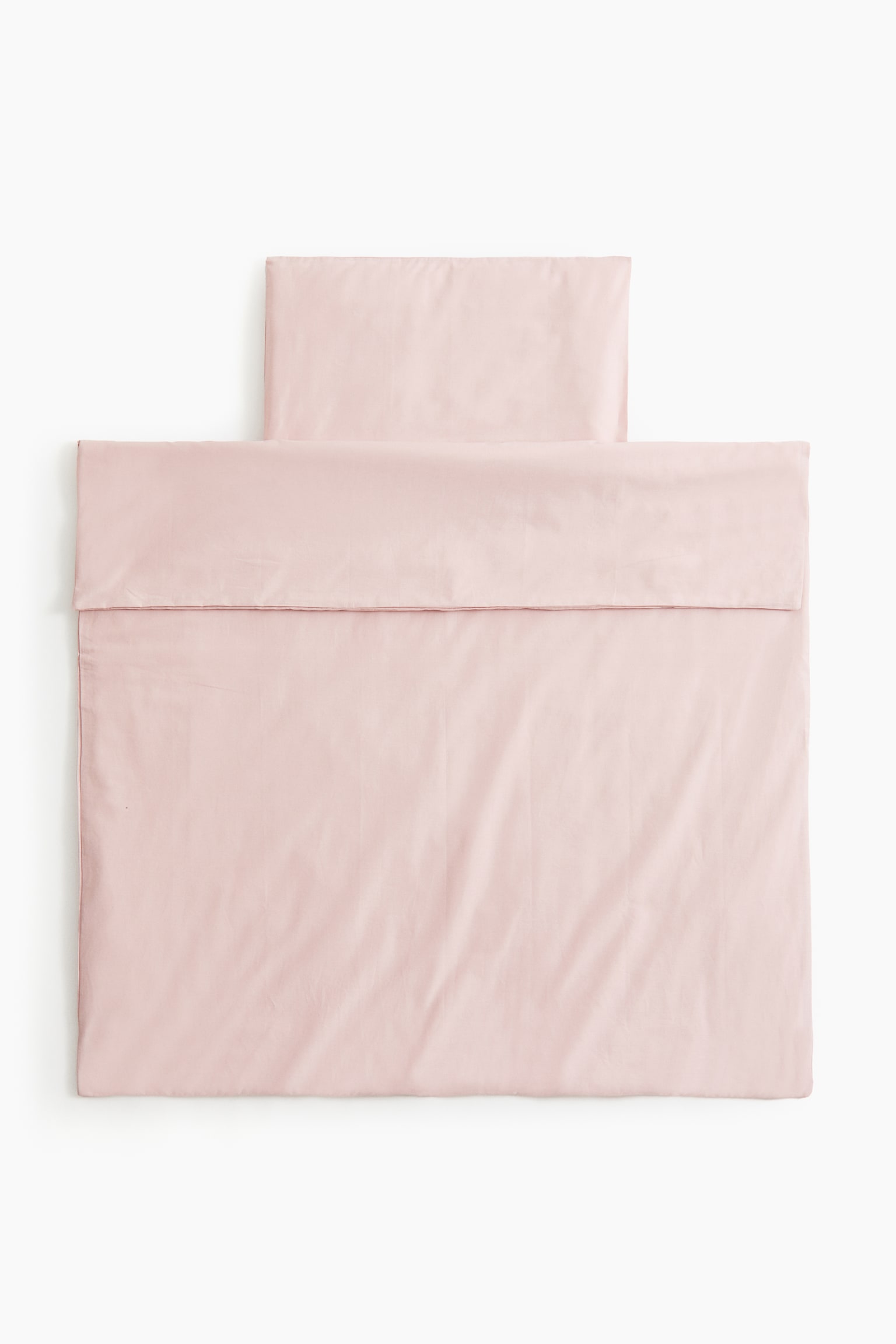 Cotton cot duvet cover set - Light dusty pink - 3