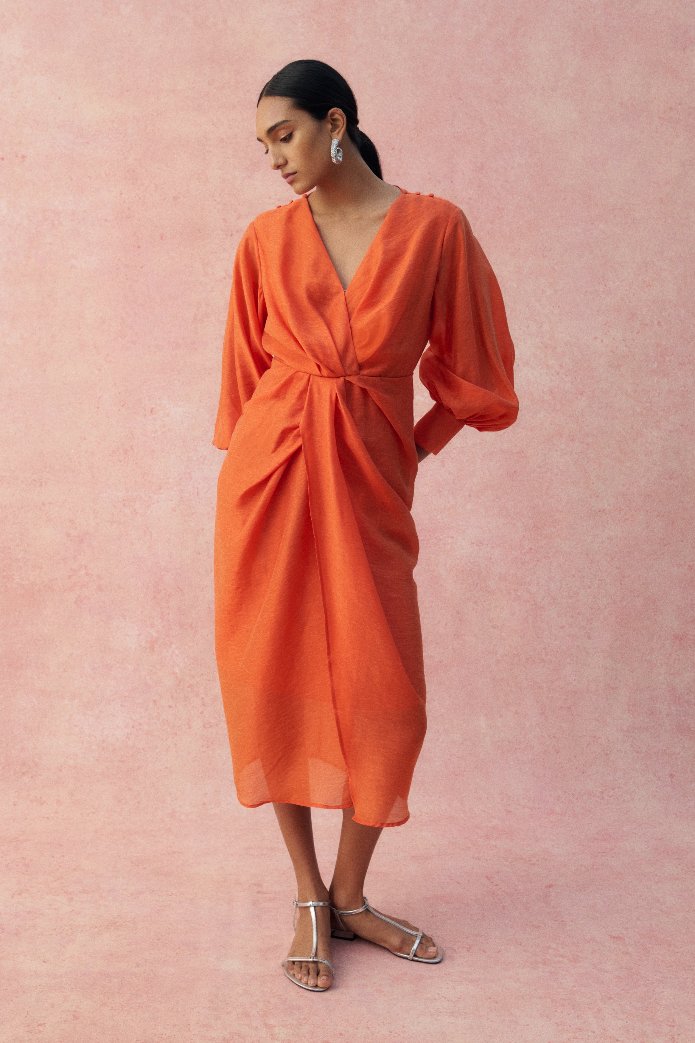 chinese dress ladies Marigold Maxi Dress in Apricot – Fumi The Label main image 0