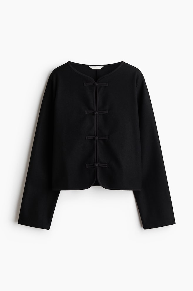 Brushed knot-button jacket - Black/Dark grey - 1