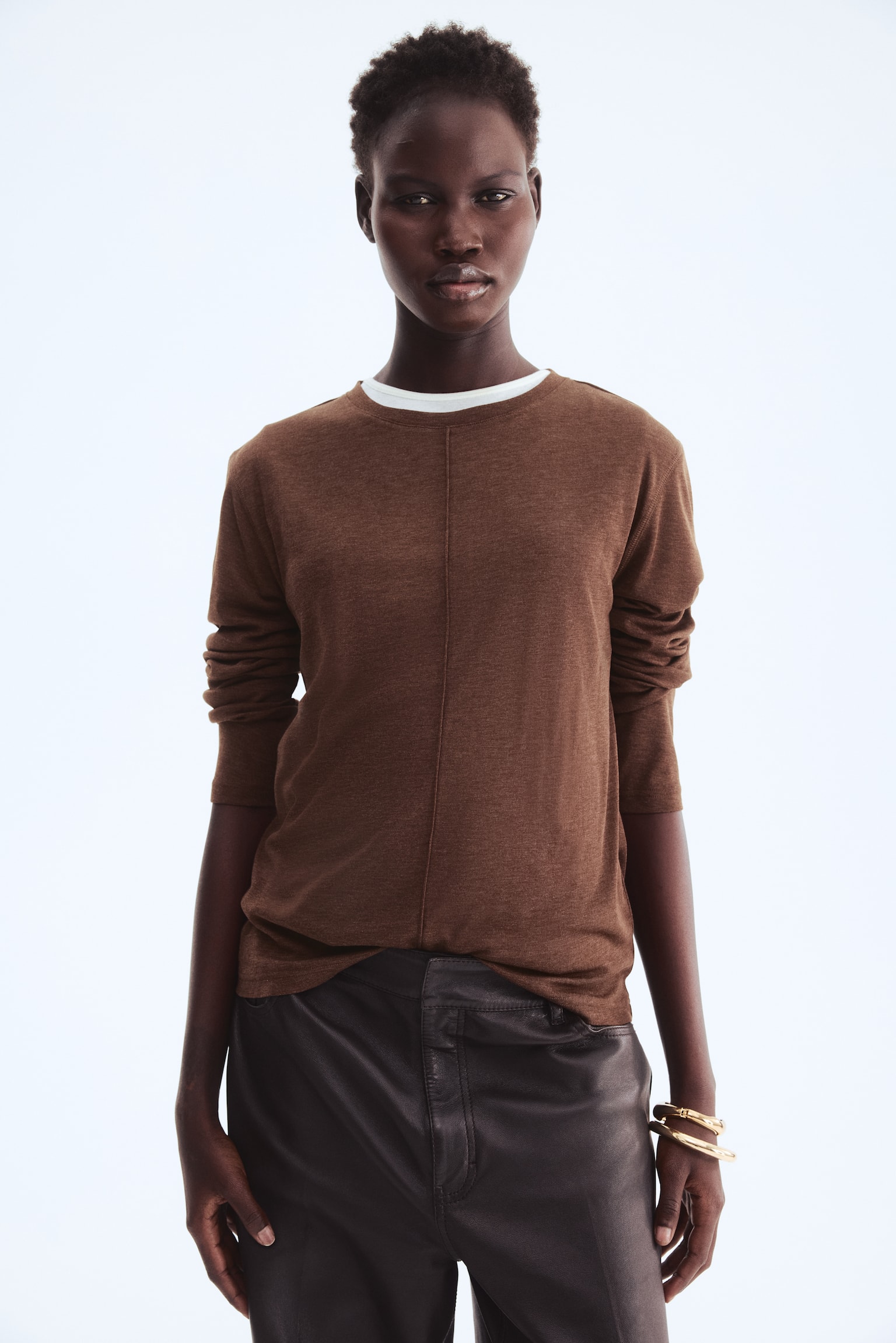 Top de manga larga - Café/Beige jaspeado/Gris jaspeado oscuro - 6