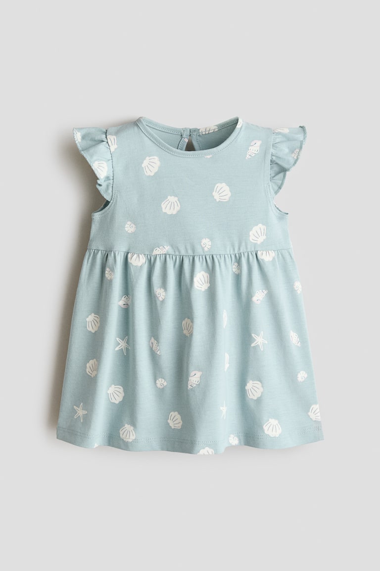 Baby - Light Turquoise/Seashells Cotton Dress - Size: 9-12M