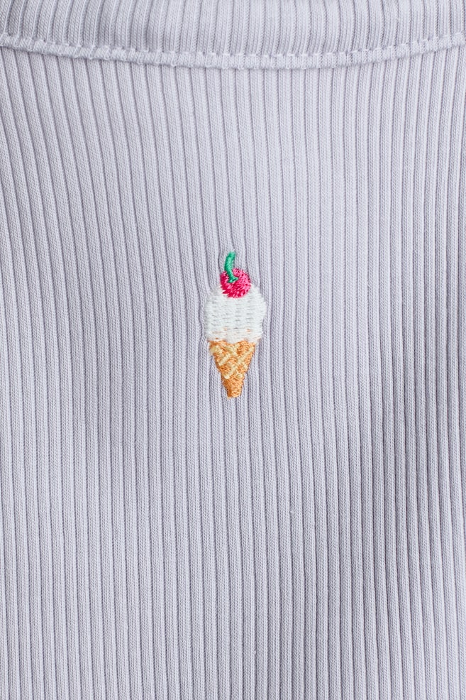 Embroidered-Detail Tank Top - Lilac/ice cream/White/heart/Pink/watermelon/Light turquoise/pineapple - 5