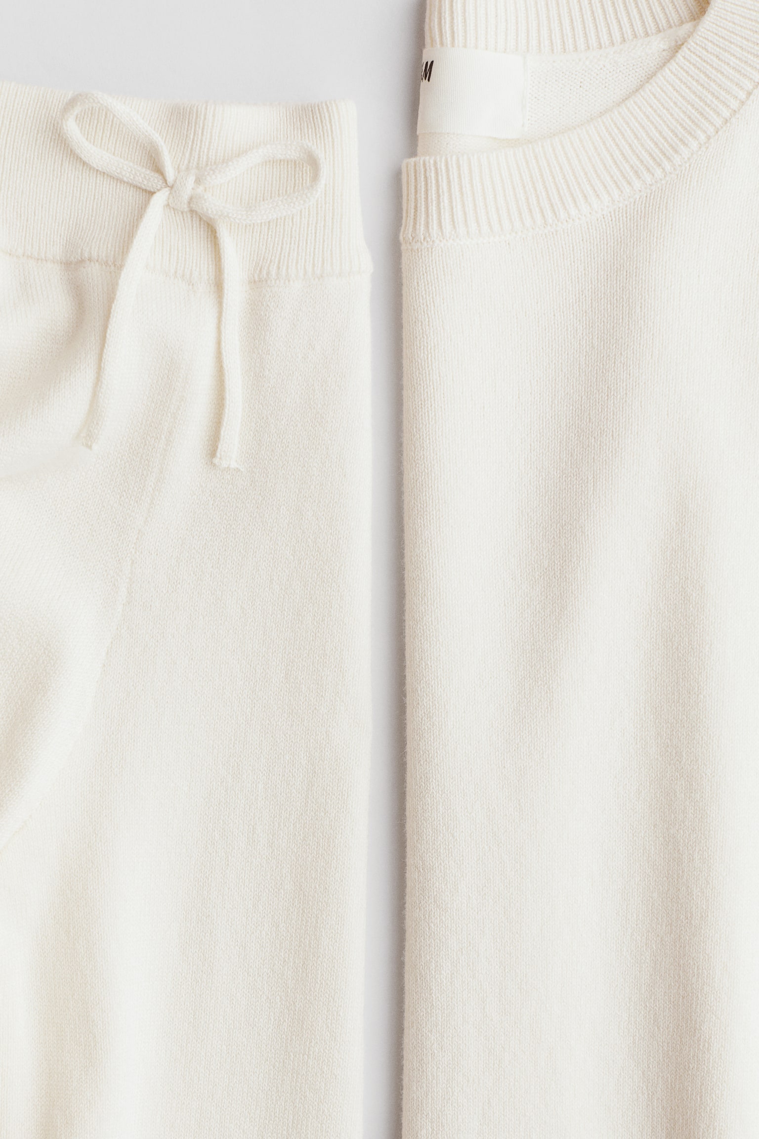 Conjunto de 2 piezas en tejido fino - Crema/Gris claro - 2