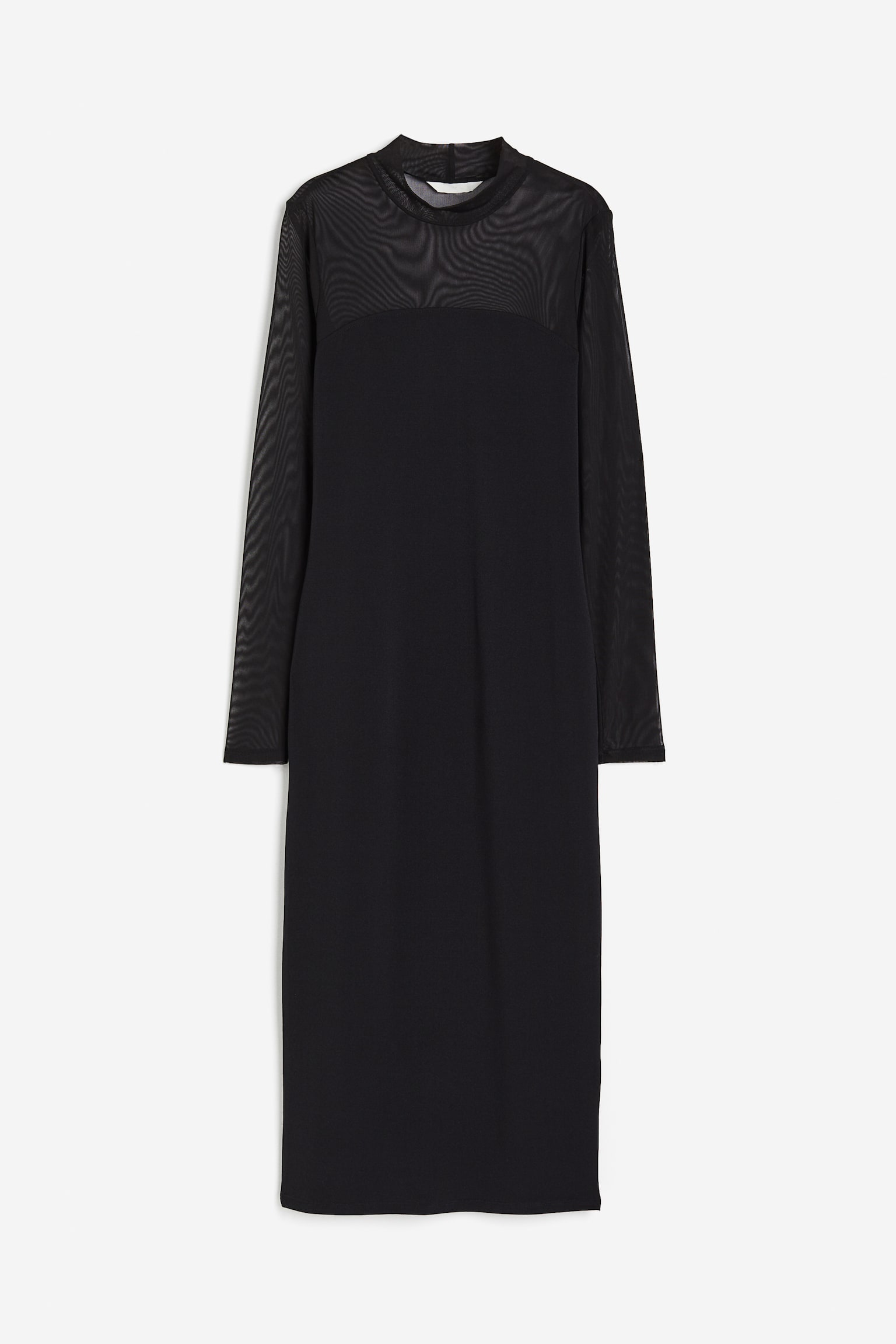 Stand-up collar dress - Black/Black - 1