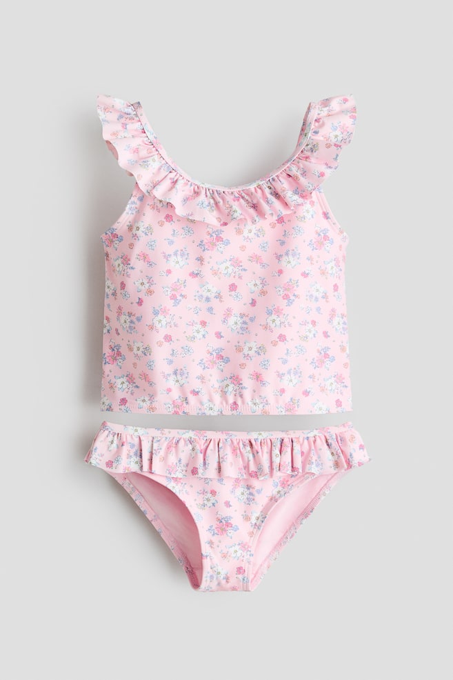 Tankini mit Volants - Hellrosa/Geblümt - 1