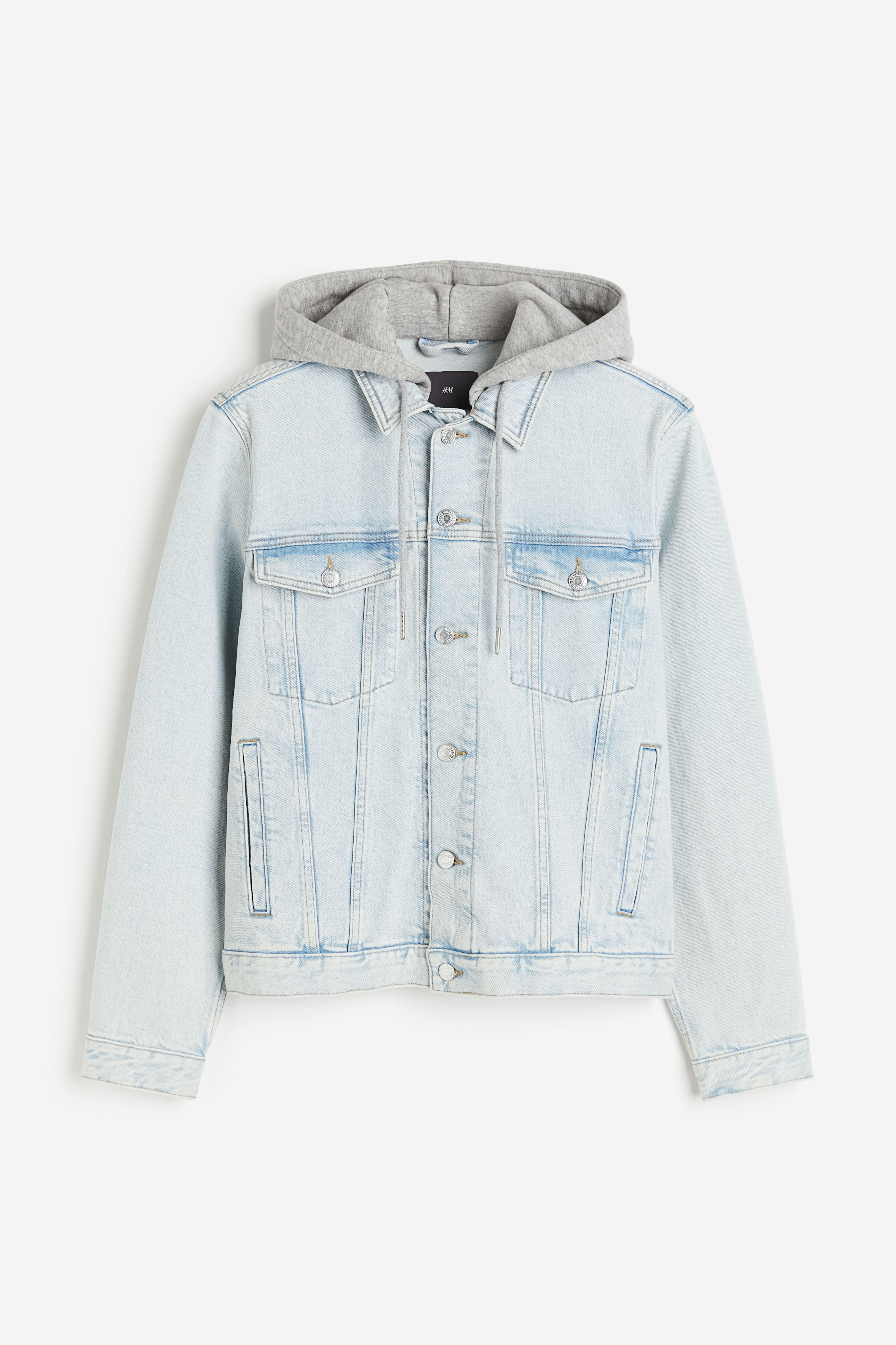 Light blue denim jacket with hood on sale