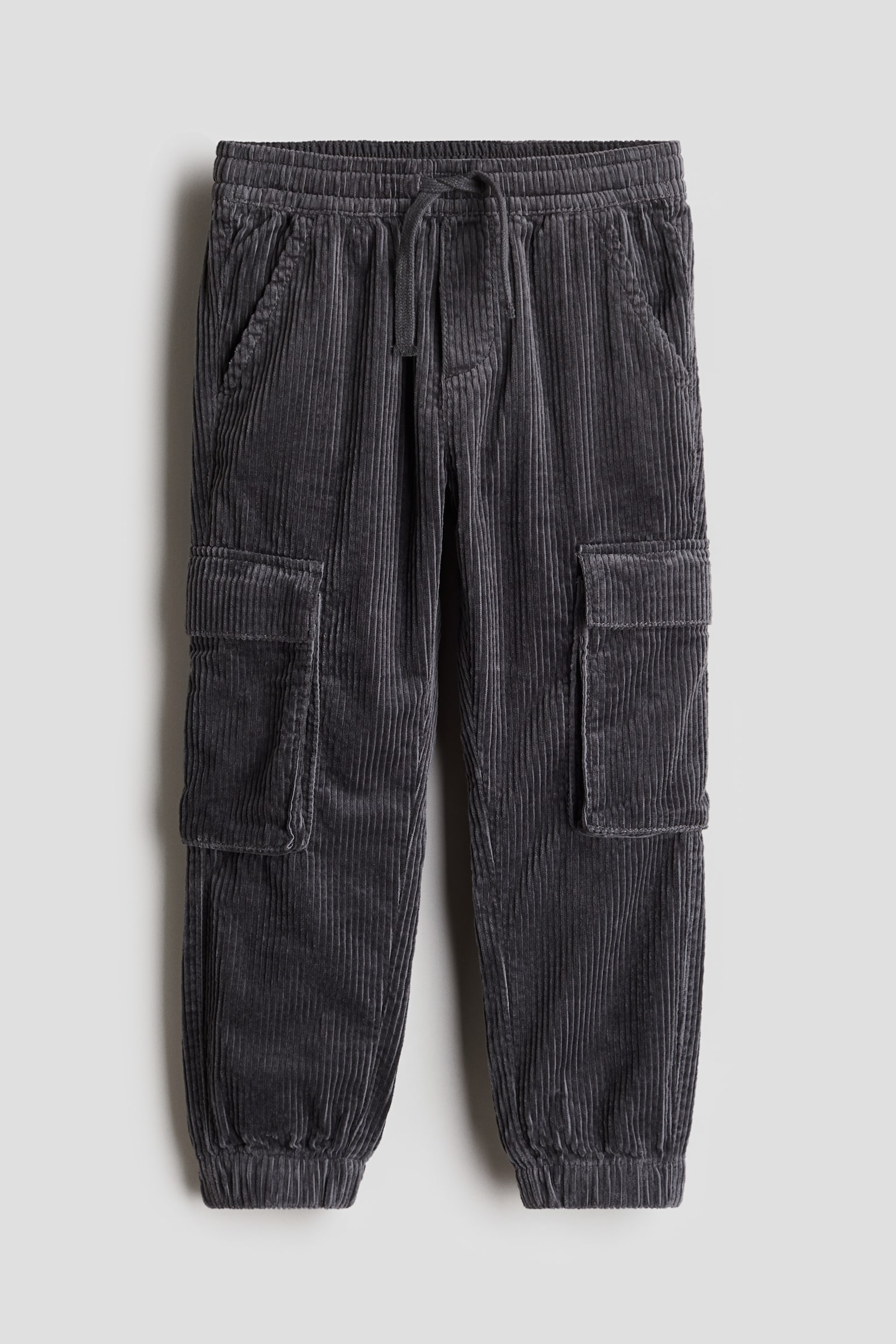 Corduroy cargo joggers - Grey - 1