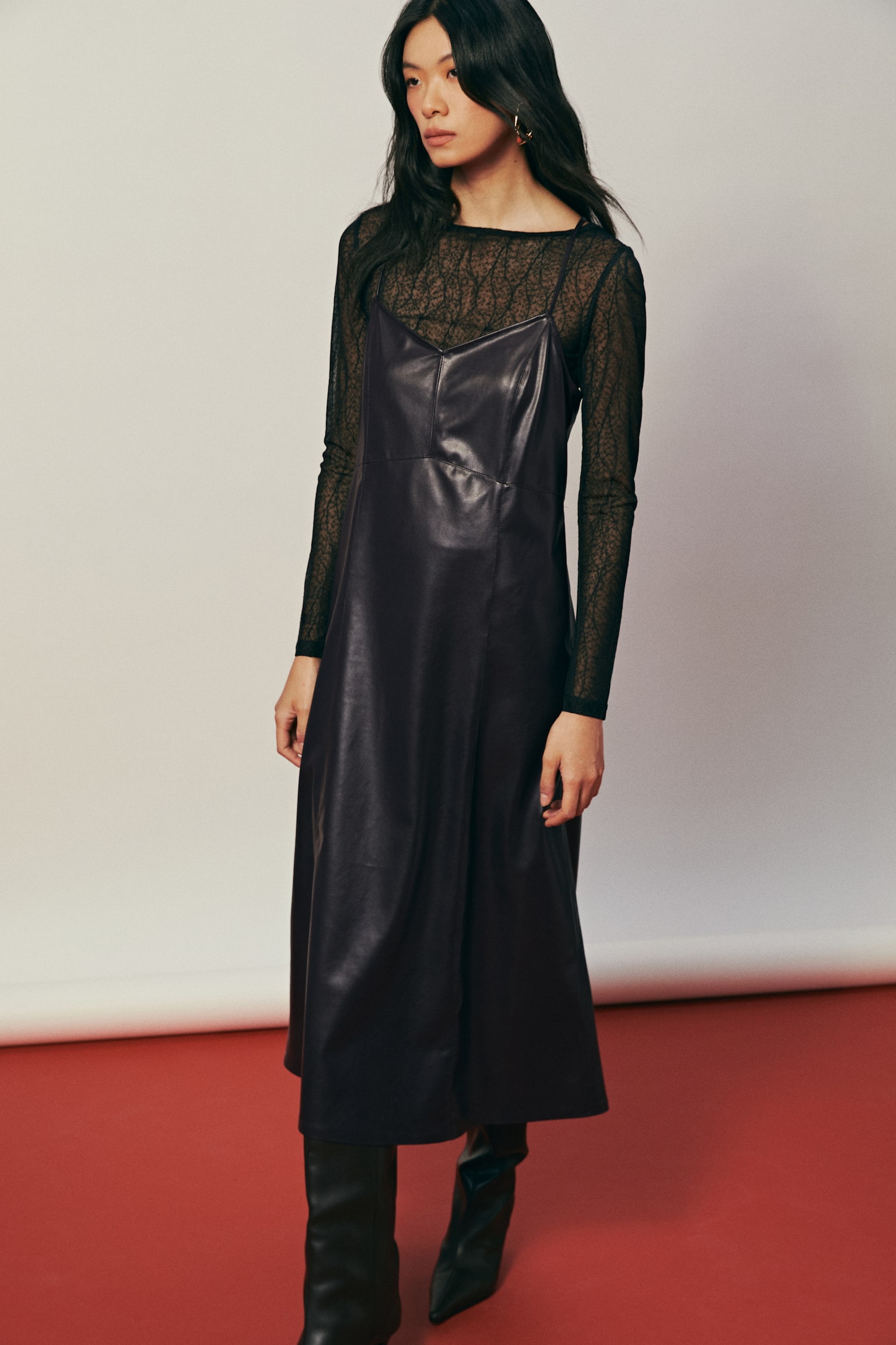 Coated slip dress - Dark purple - 5