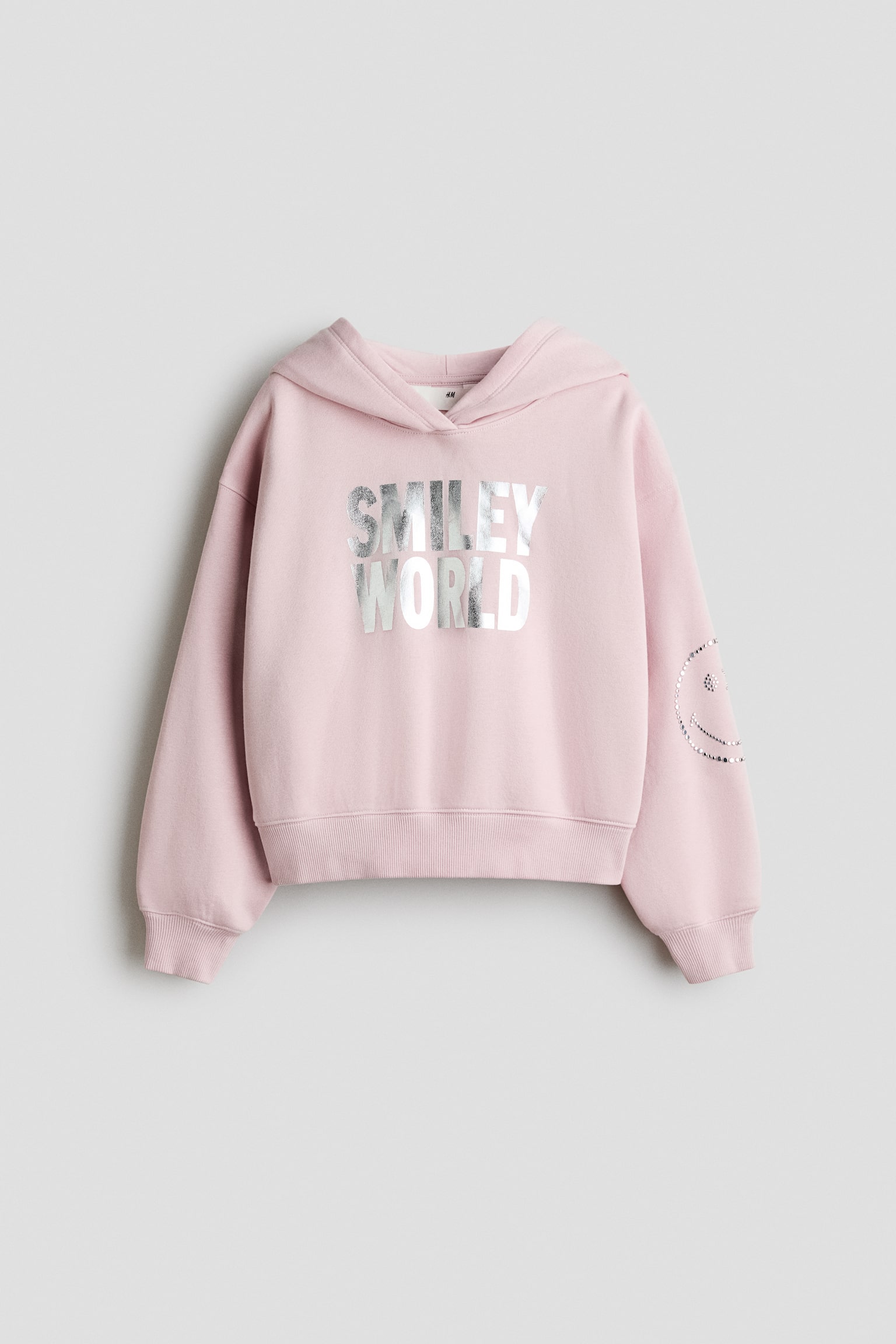 Print-motif brushed-inside hoodie - Light dusty pink/SmileyWorld®