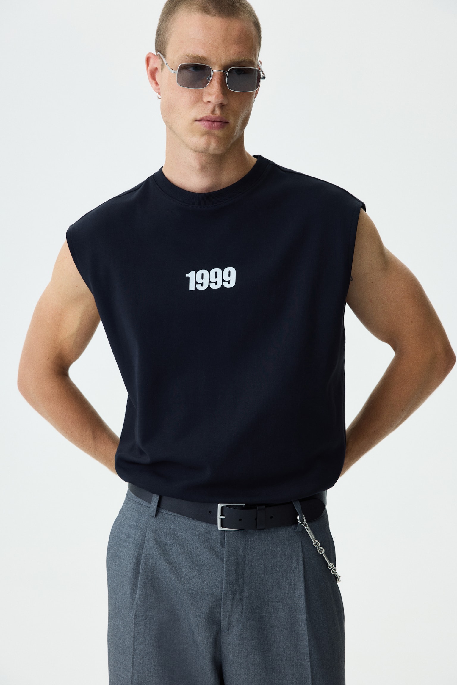 Pamučna majica bez rukava sa printom Relaxed Fit - Crna/1999/Krem/Let Eternity Be - 1
