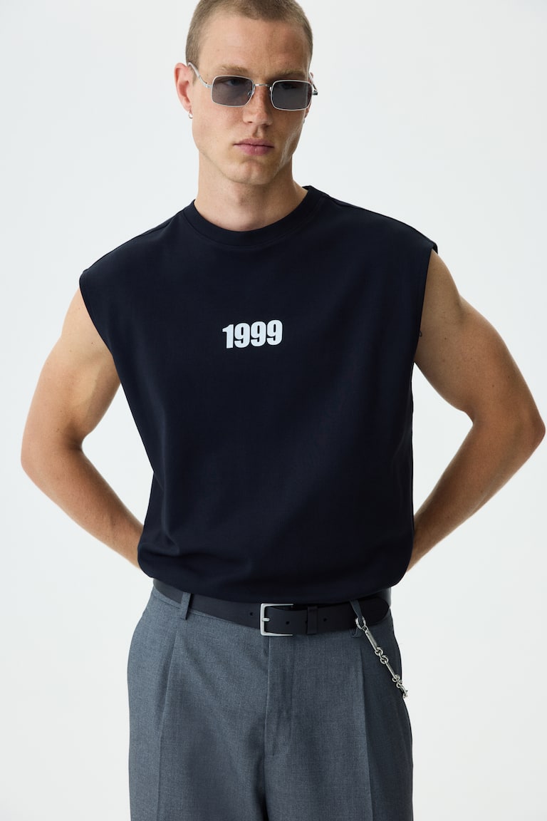 Pamučna majica bez rukava sa printom Relaxed Fit