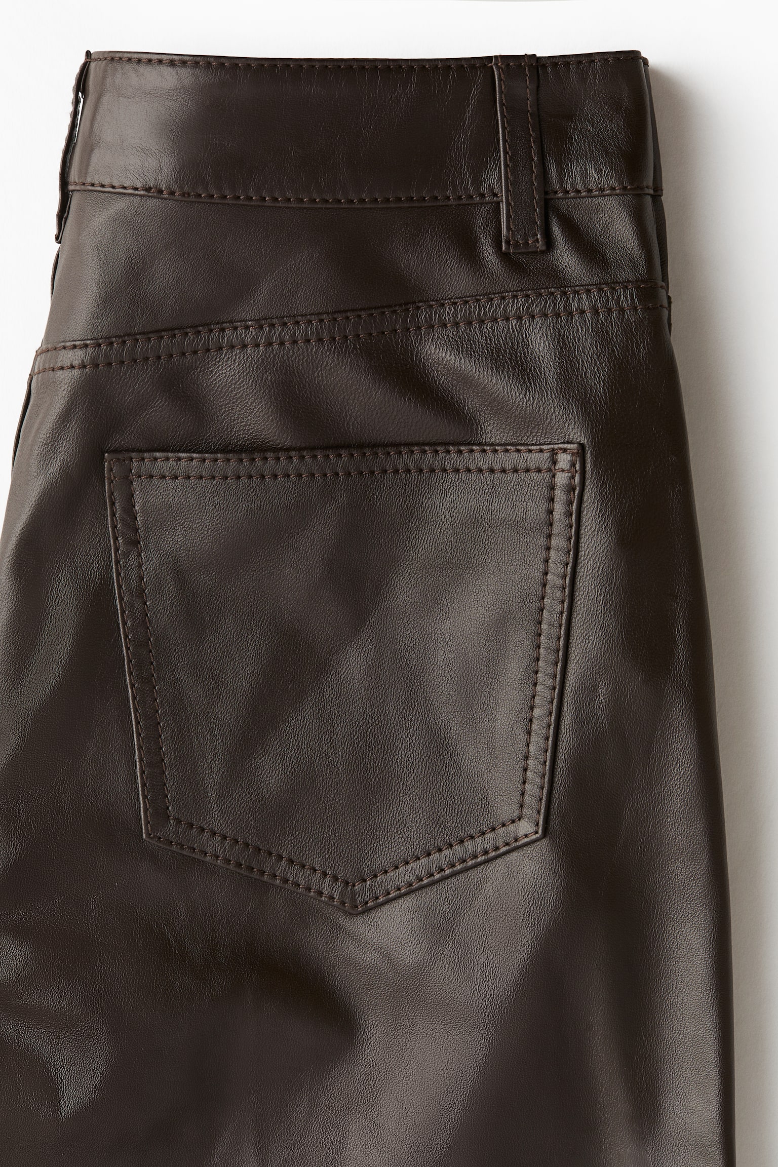 Straight leather trousers - Dark brown/Black - 4