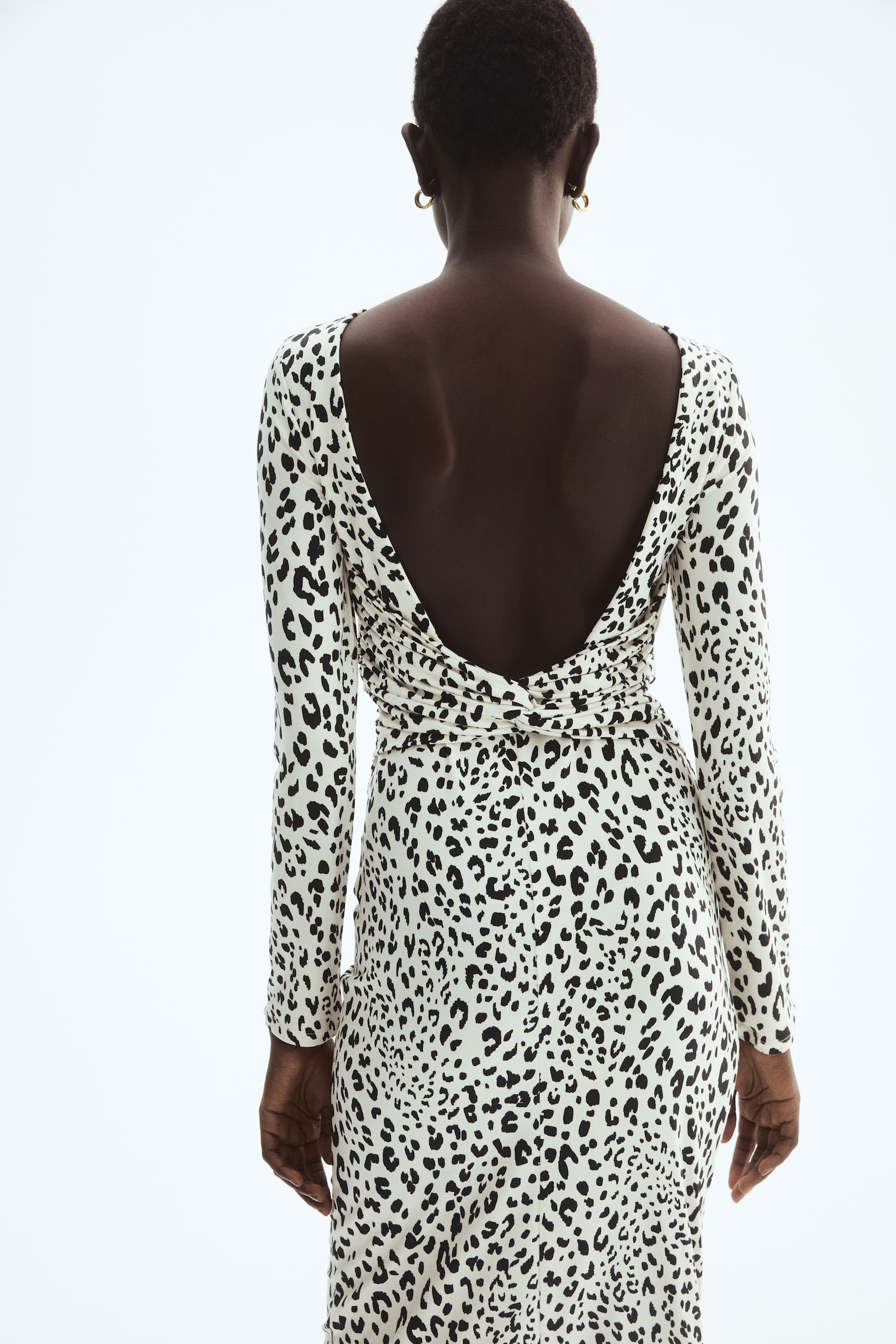 Open-back jersey dress - Cream/Leopard print - 6