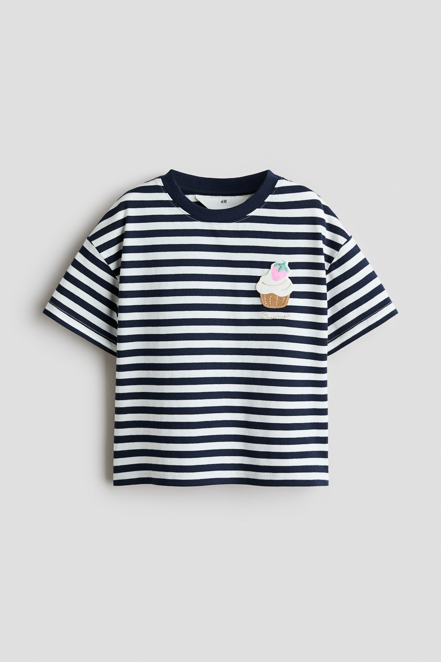 T-shirt en coton avec appliqués - Blanc/rayures marine/Ivoire/fleurs/Rose clair/boucles/Crème/boucle/Ivoire/Spread love/Rose corail/Le Marais - 1