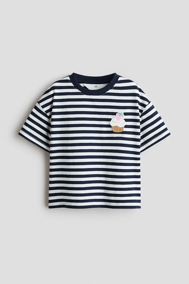 Appliquéd Cotton T-Shirt - White/navy blue striped/Light pink/bows/Cream/bow/Ivory/Spread Love/Coral pink/Le Marais/Ivory/Flowers - 1