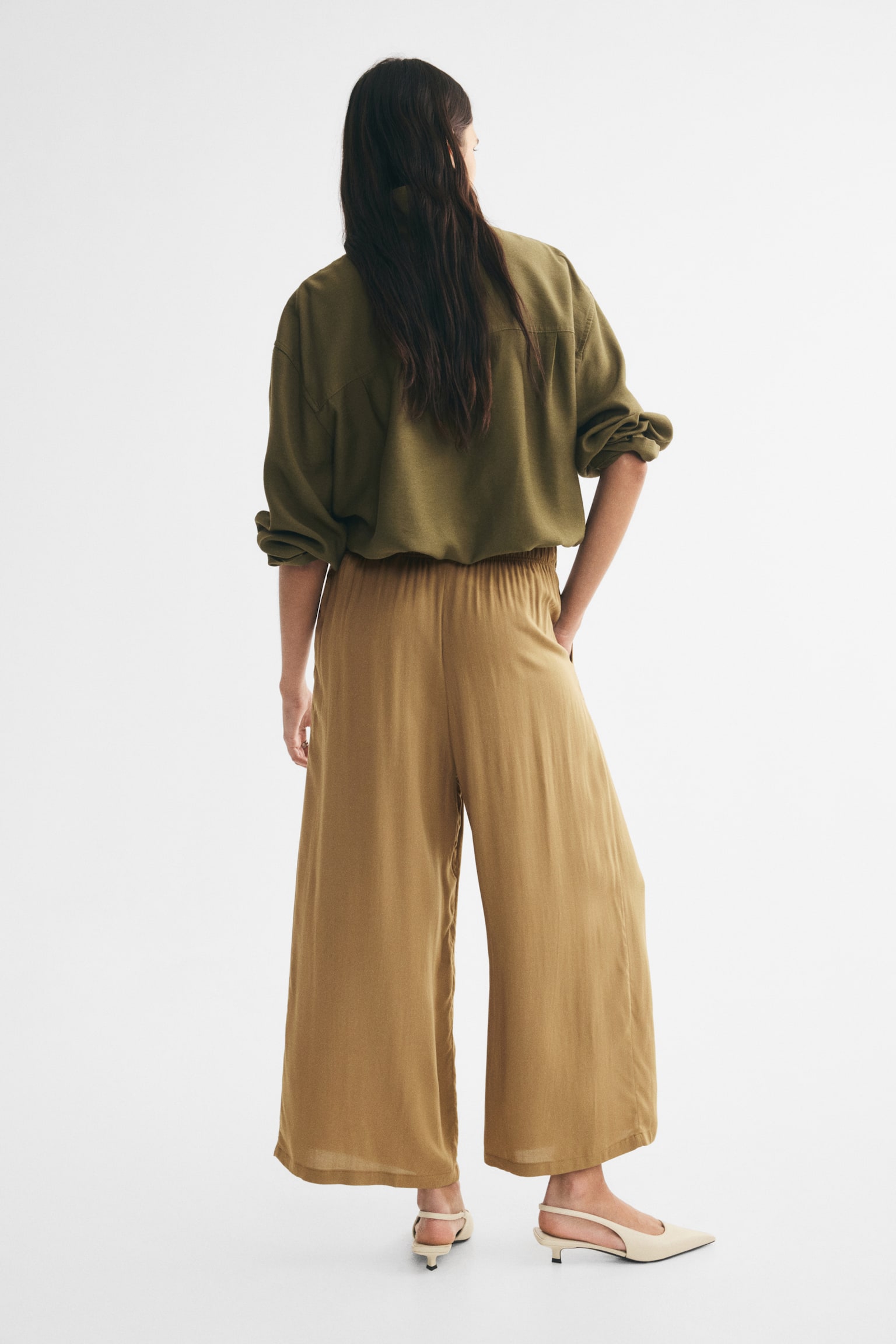 Женские брюки H&M Viscose Pull-On, цвет: Бежевый — фото 5