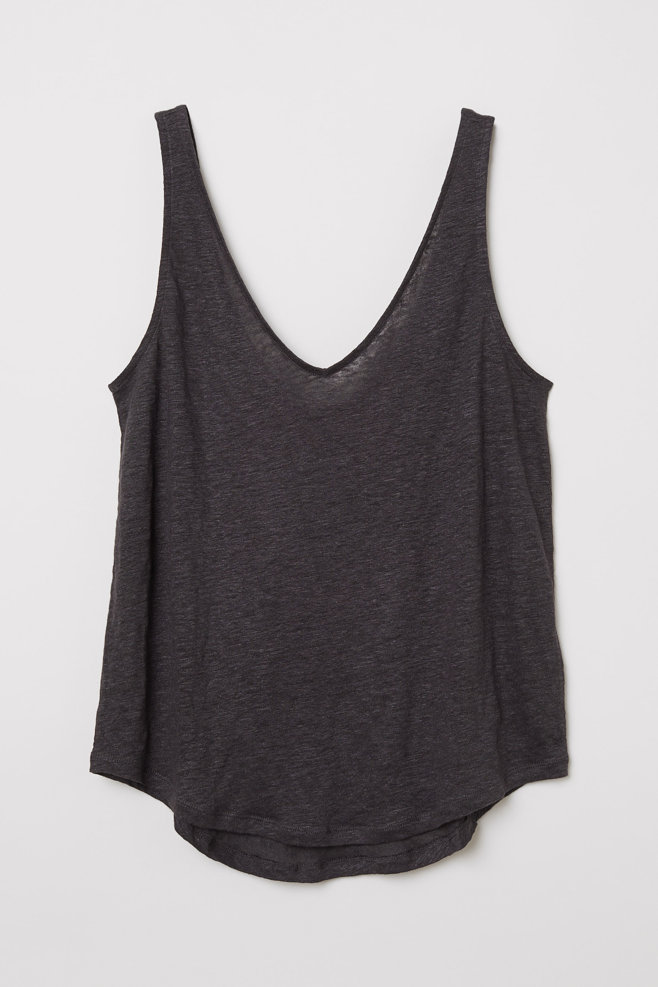 查看大圖: 亞麻平紋背心上衣 - 深灰色 - Ladies | H&M 1