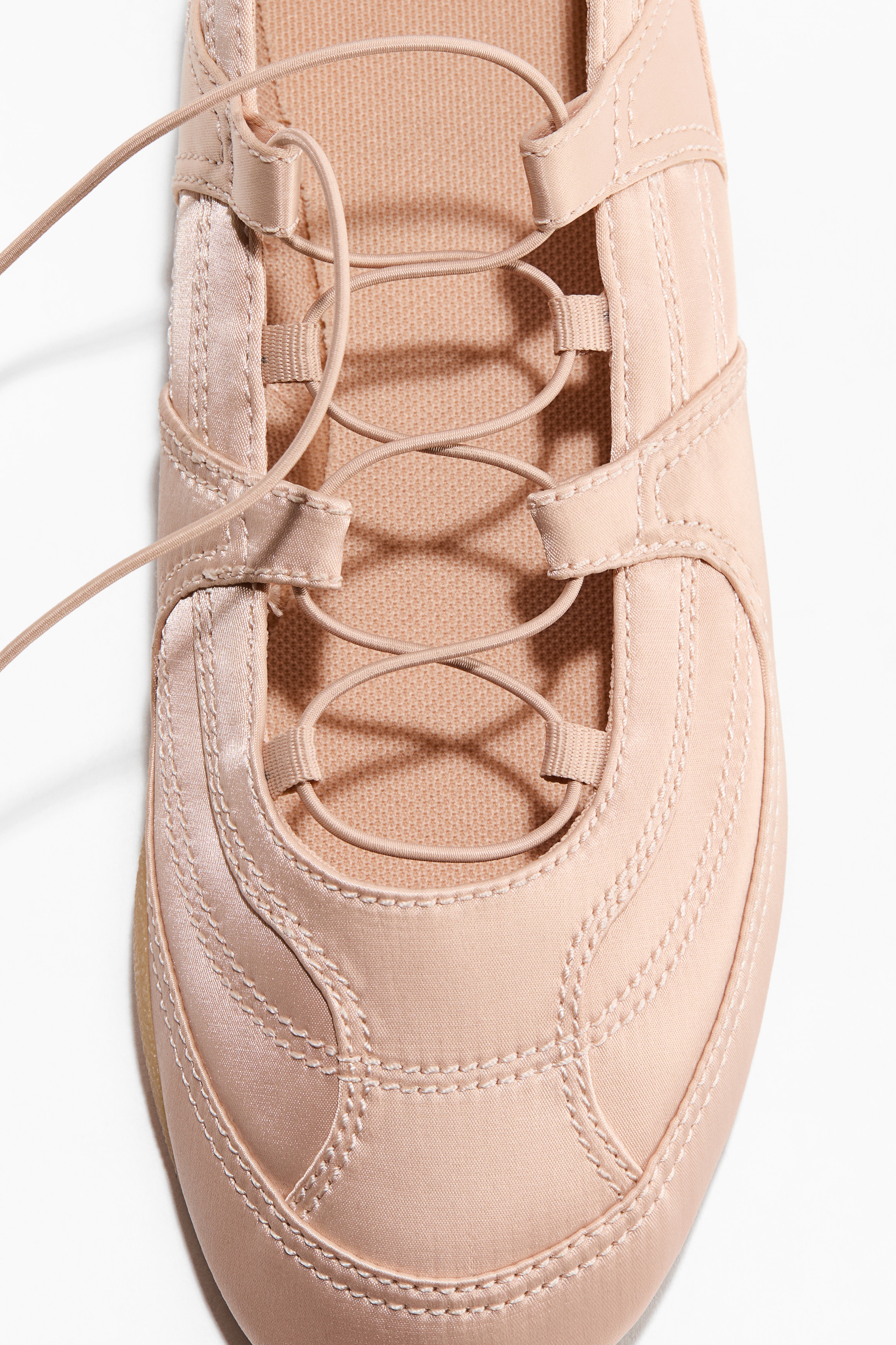 Satin Lace-Up Ballet Flats - thumbnail 4