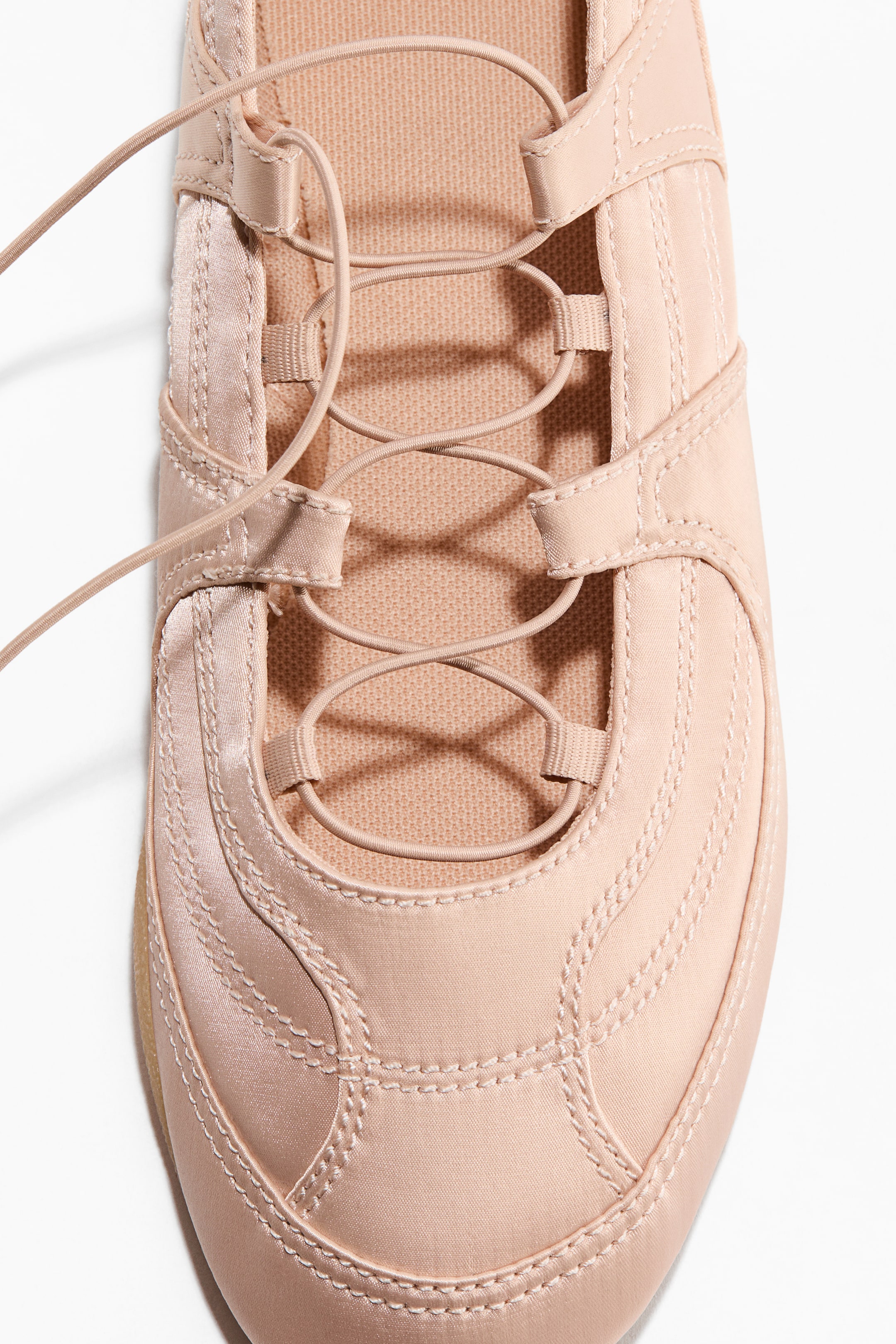 Satin Lace-Up Ballet Flats
