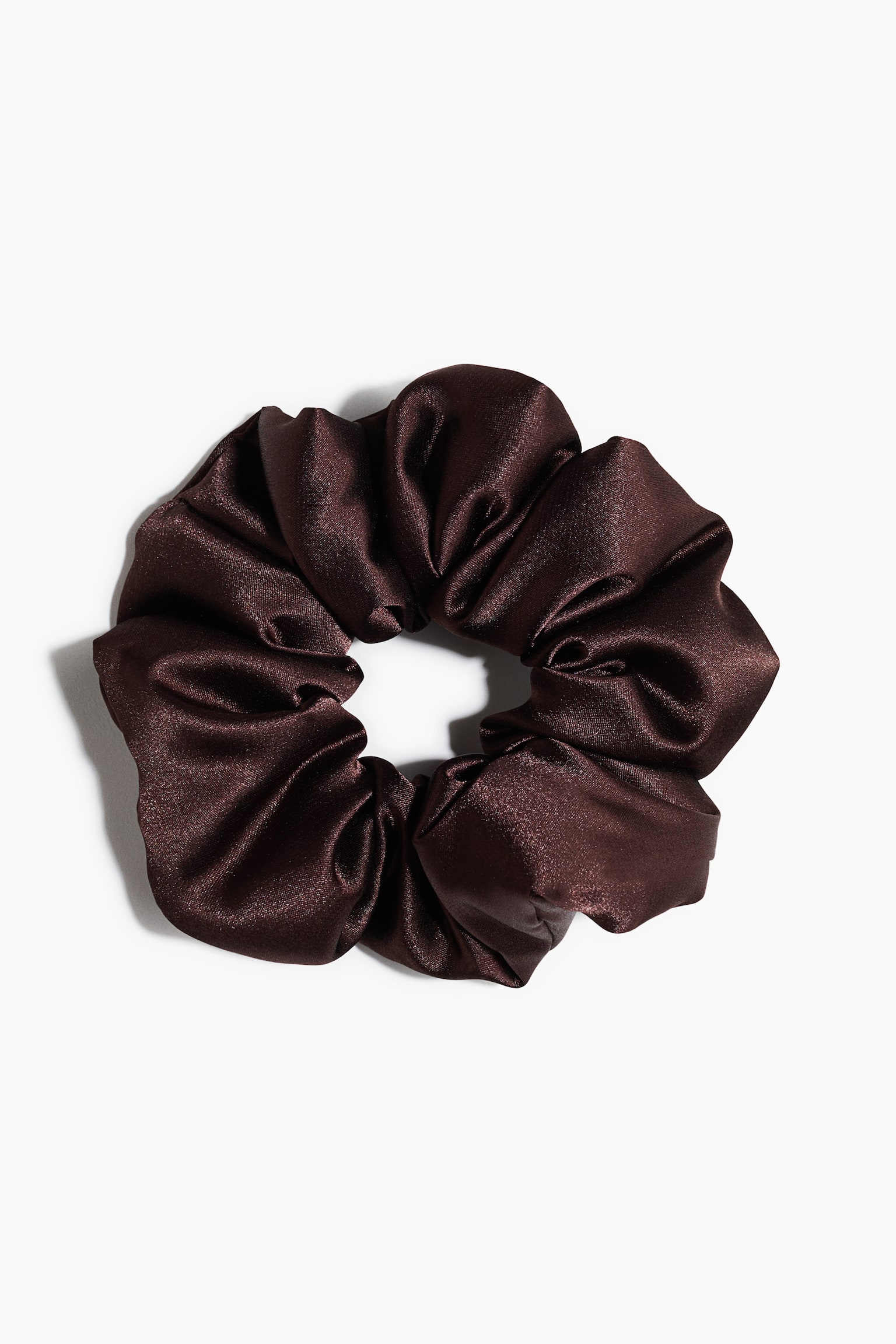 Scrunchie aus Satin - Dunkelbraun/Cremefarben/Helllila