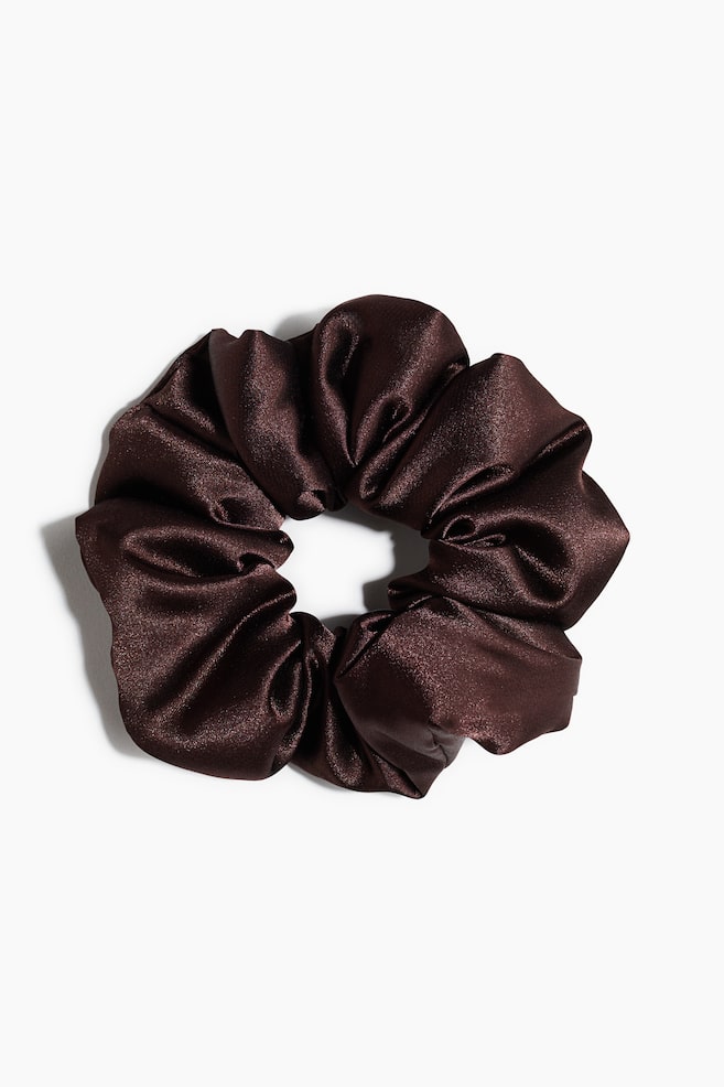 Satin scrunchie - Dark brown/Light purple/Cream - 1