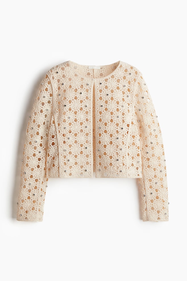 Vest met gehaakte look - Lichtbeige - 1