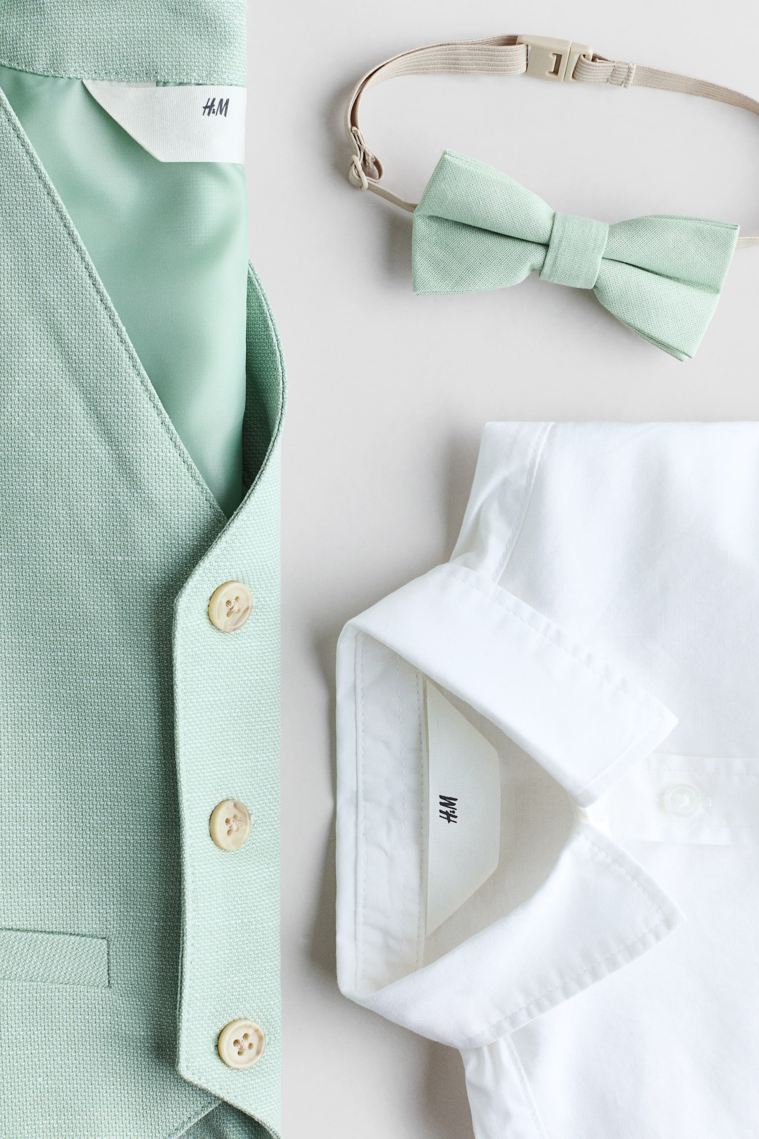 Conjunto elegante de 3 peças - Verde menta/Branco/Azul claro mesclado/Creme/Bege/Quadrados/Bege claro/Branco/Azul marinho/Branco - 4