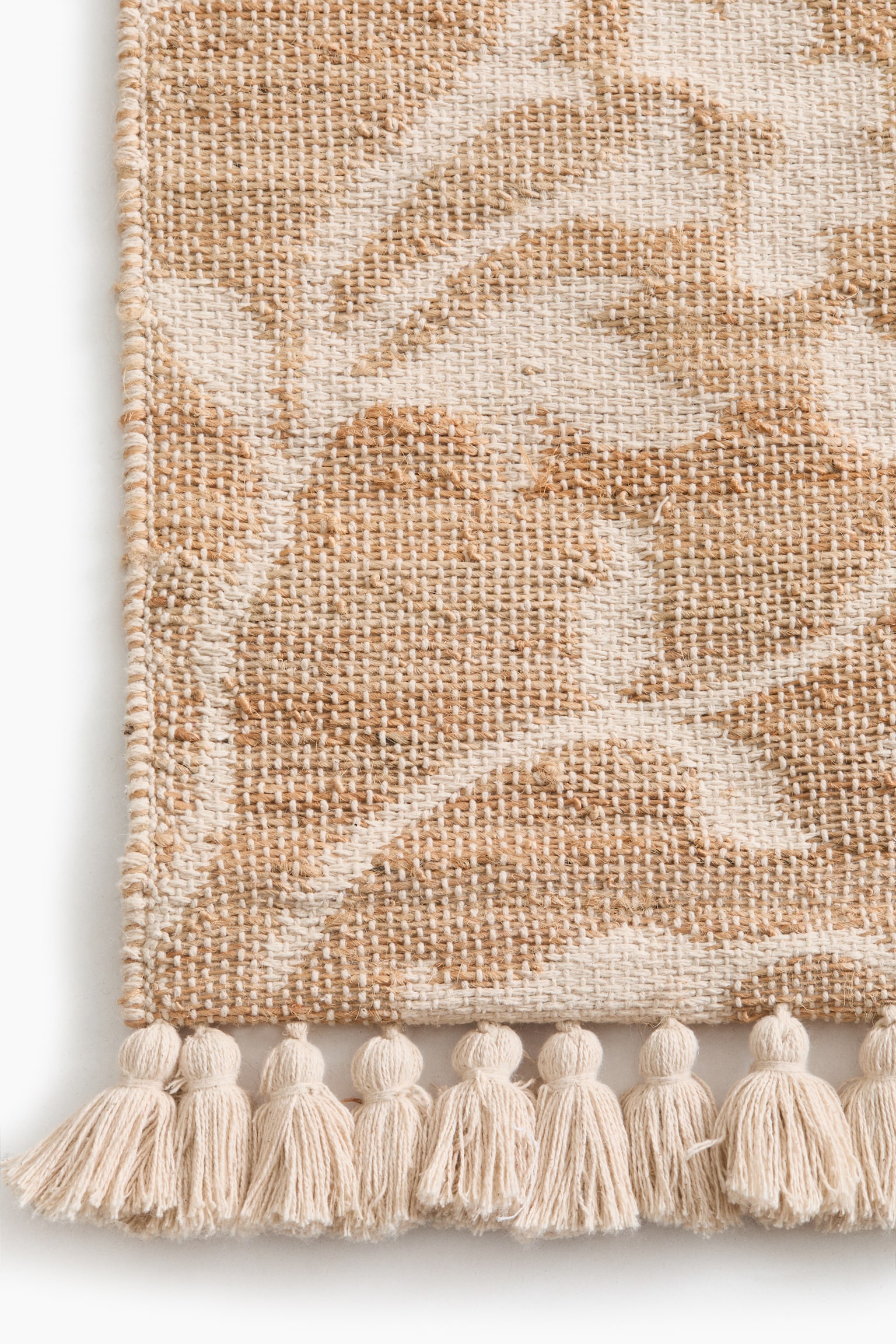 Large floral jute-blend rug - Light beige/Floral - 3