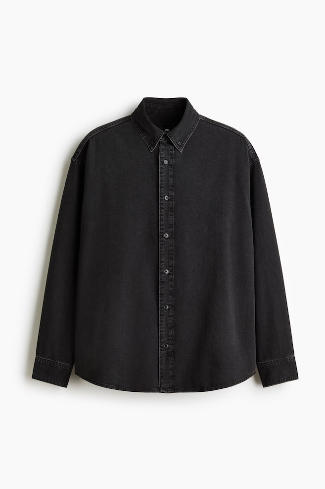 Oversized Denim Shirt - Denim black/Denim blue - 1