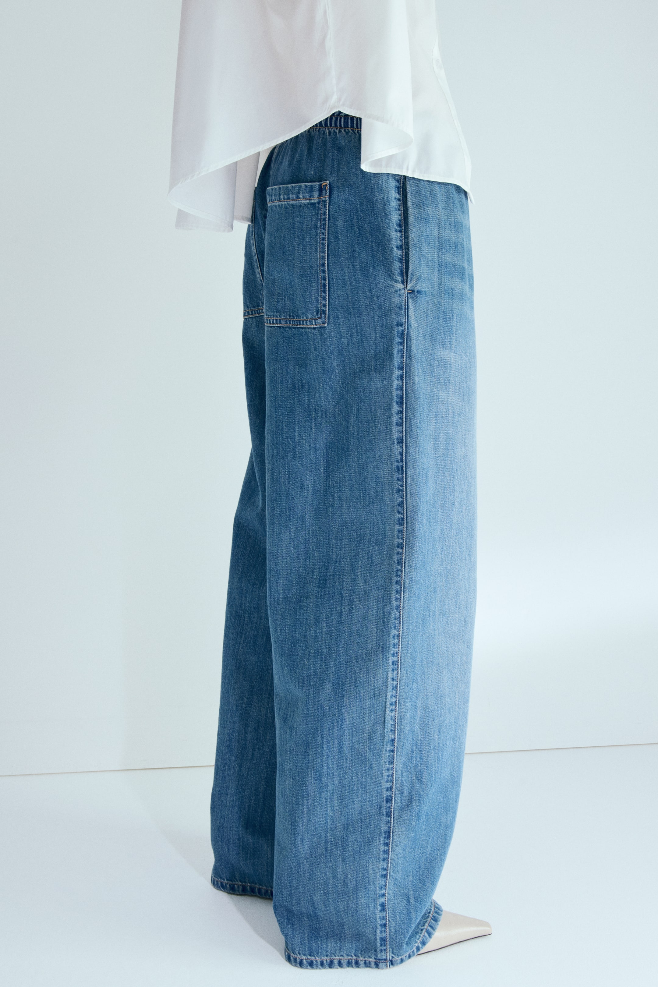 Pantalon en denim à taille élastique
