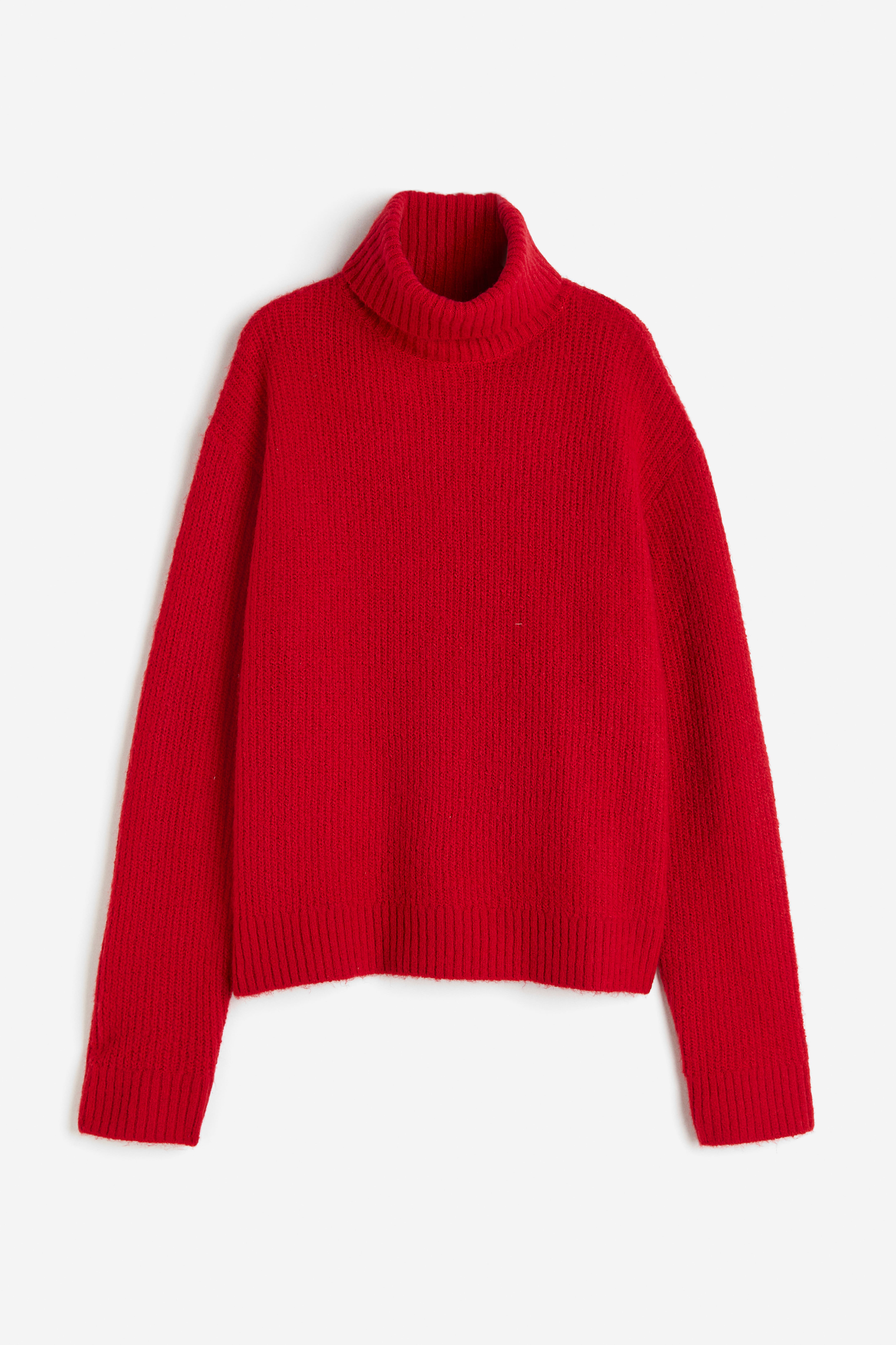 Rib knit polo neck jumper Red Ladies H M GB