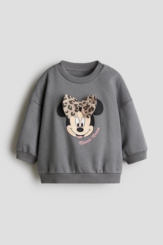 Printed brushed-inside sweatshirt - Dark grey/Minnie Mouse - 1