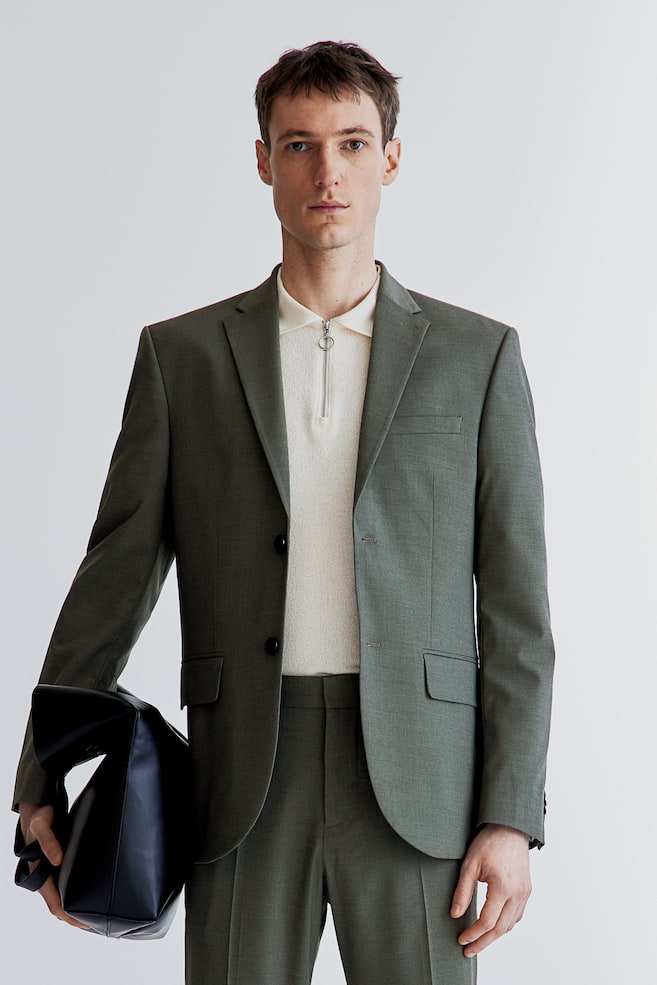 Slim Fit Jacket - Khaki green/Black/Dark blue/Light beige/Gray/Navy blue/Blue - 1