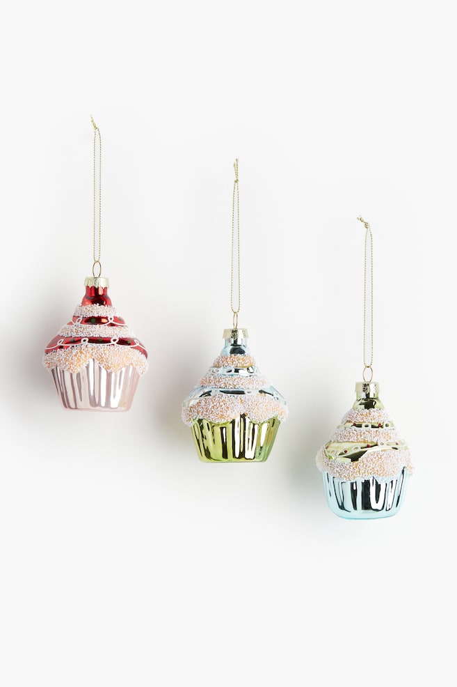 Lot de 3 décorations de Noël en forme de cupcakes - Multicolore/cupcakes - 1