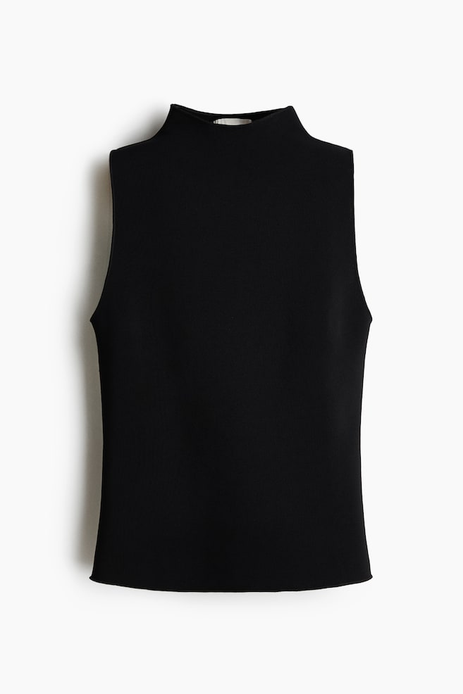 Camisola em jersey com gola subida - Preto/Creme - 1